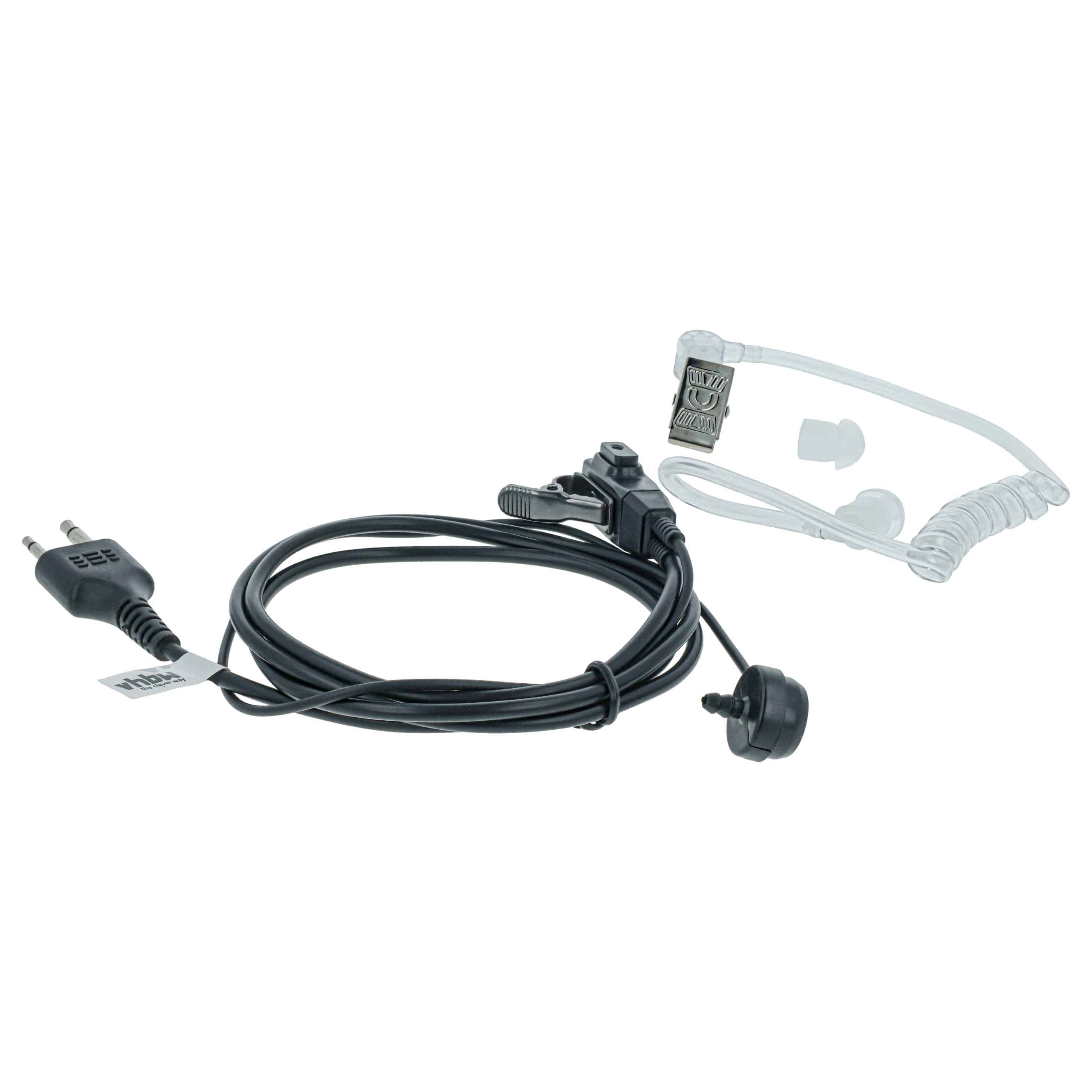 Security Radio Headset suitable for Icom IC-24AT - with PTT Microphone + Clip Mount + Phono Cable