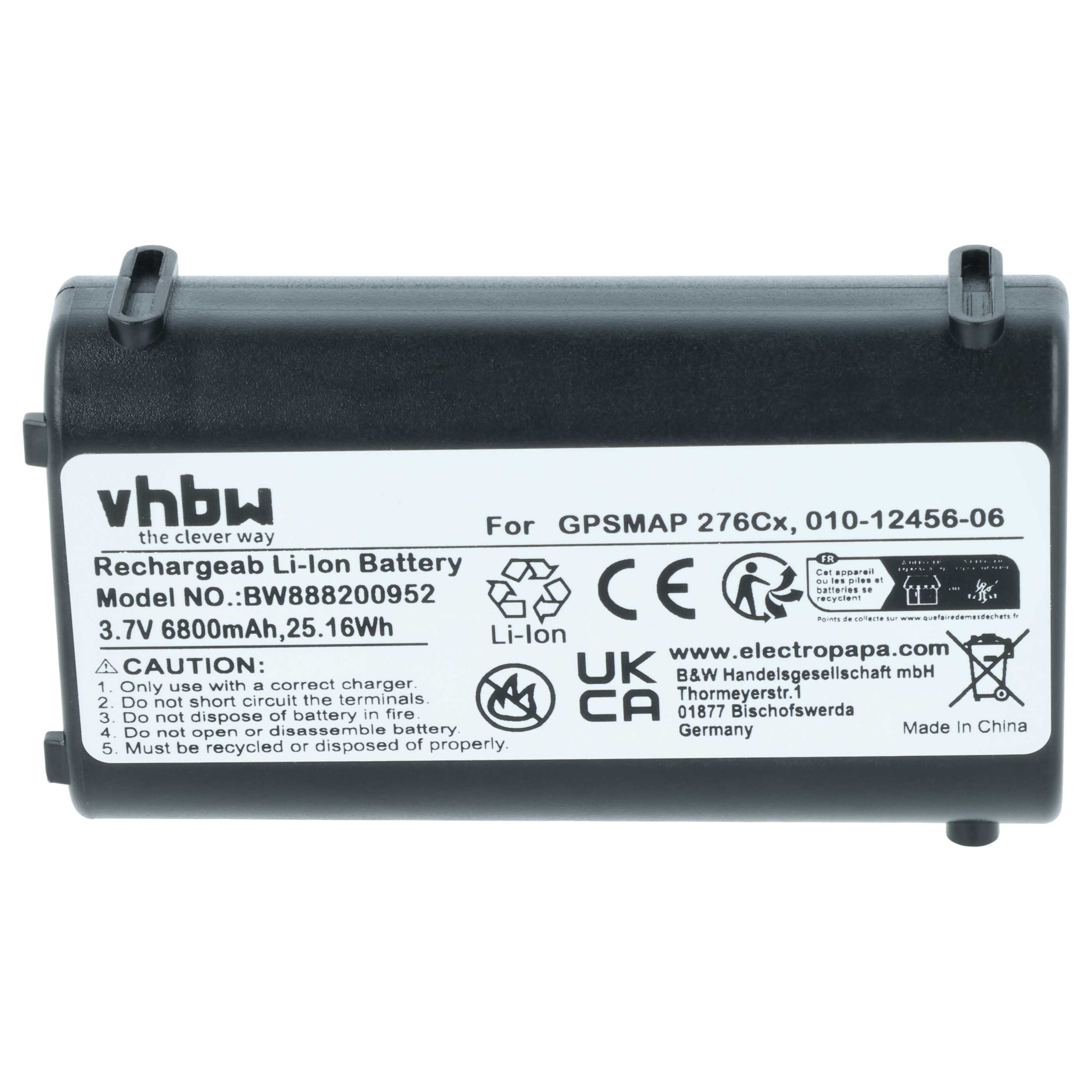 Batería reemplaza Garmin 361-00092-00, 010-12456-06 para localizador GPS - 6800 mAh 3,7 V Li-Ion