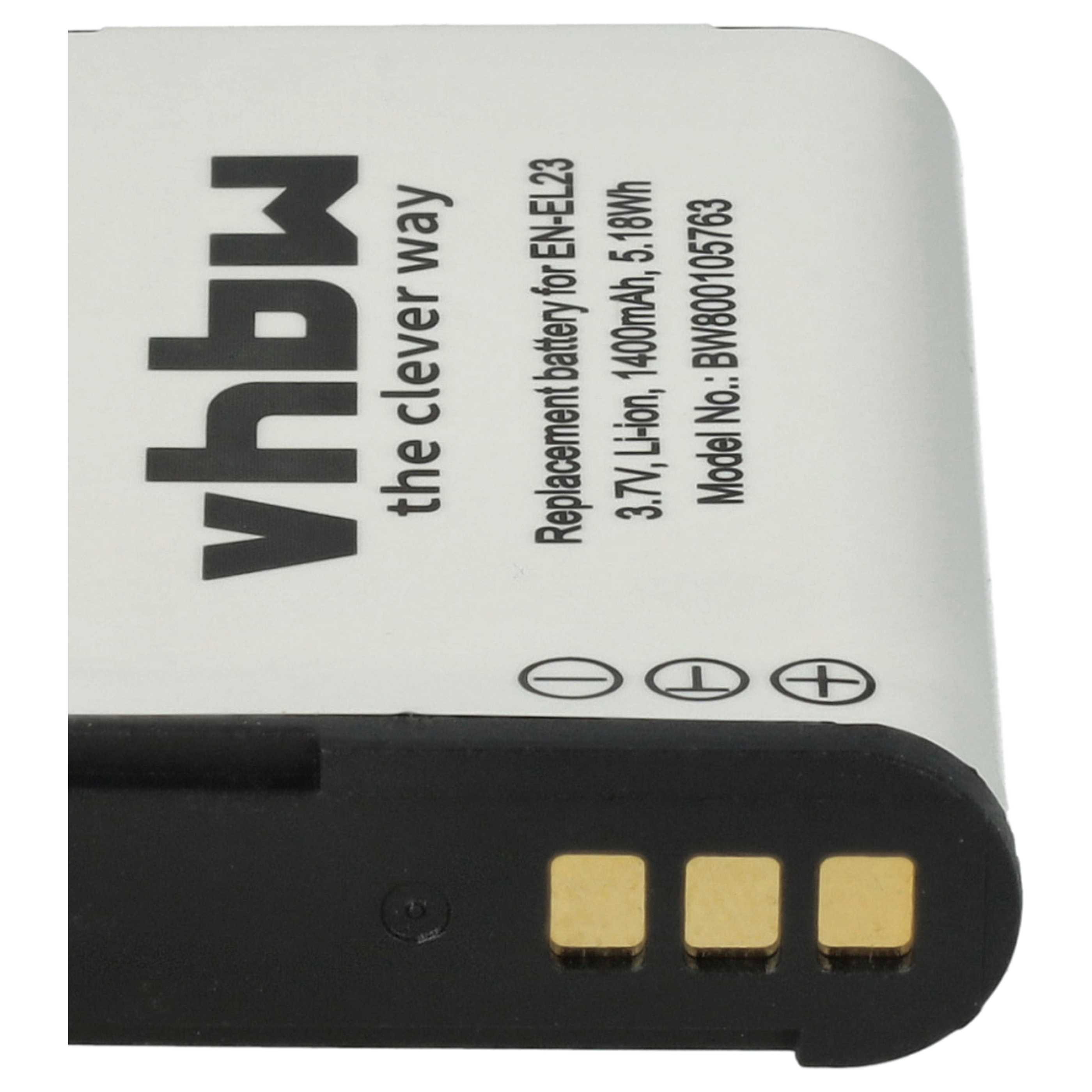 3x Battery replaces Nikon EN-EL23 - 1400mAh, 3.8V, Li-Ion