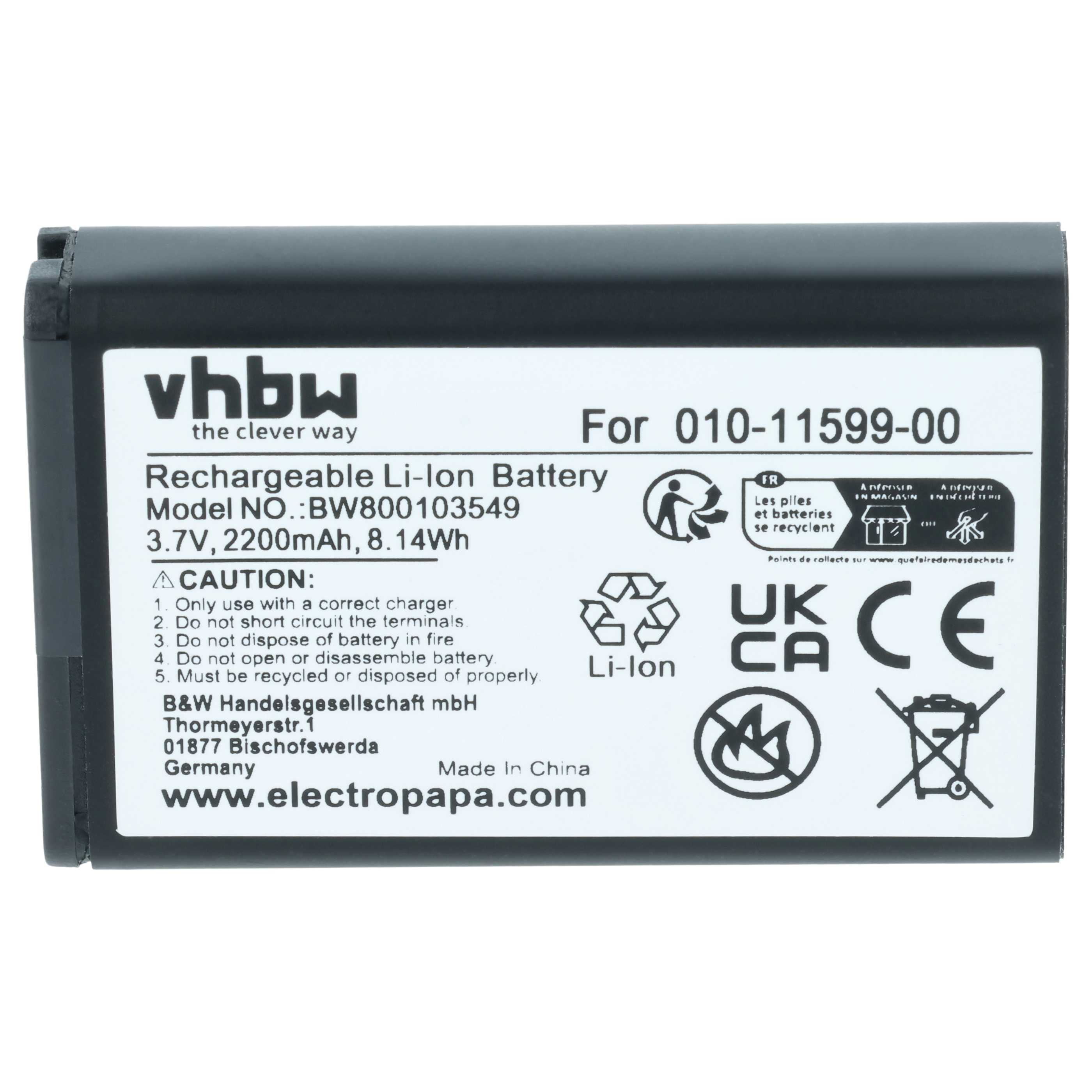 Akumulator do nawigacji GPS zamiennik Garmin 010-11654-03, 010-11599-00 - 2200 mAh 3,7 V Li-Ion