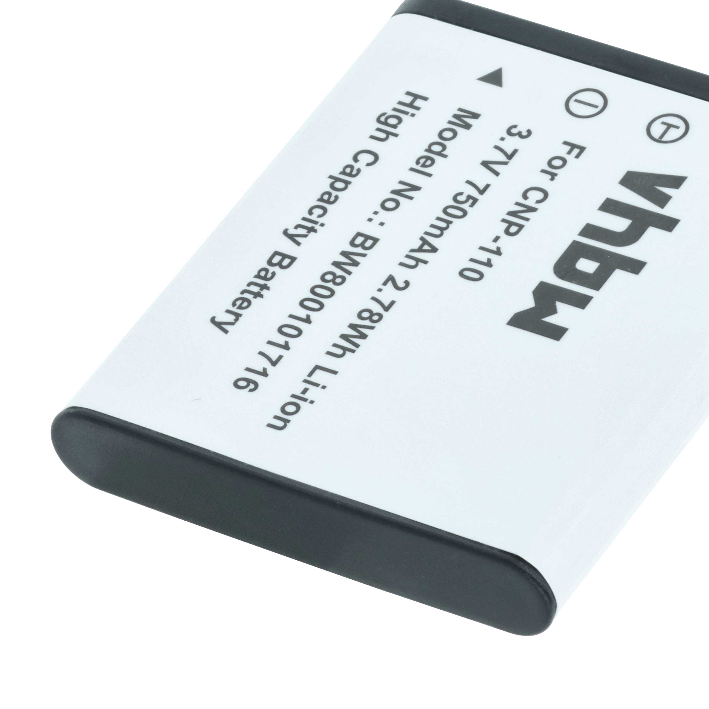 2x Battery replaces Casio NP-160, NP-110DBA, NP-110, NP-110L - 750mAh, 3.6V, Li-Ion