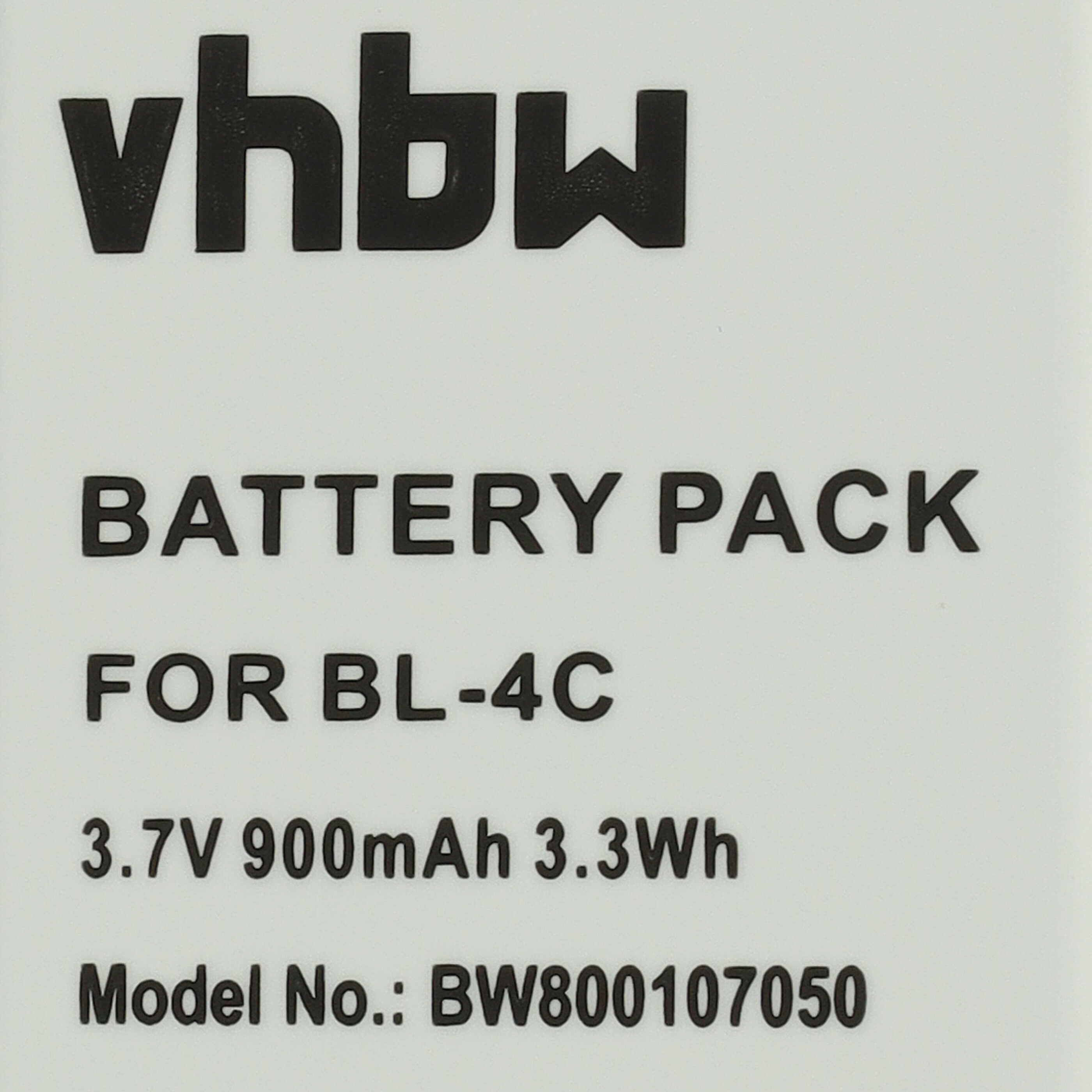 Batterie remplace Snom 00001595, 02-109457, 60020438 pour téléphone - 900mAh 3,7V Li-ion