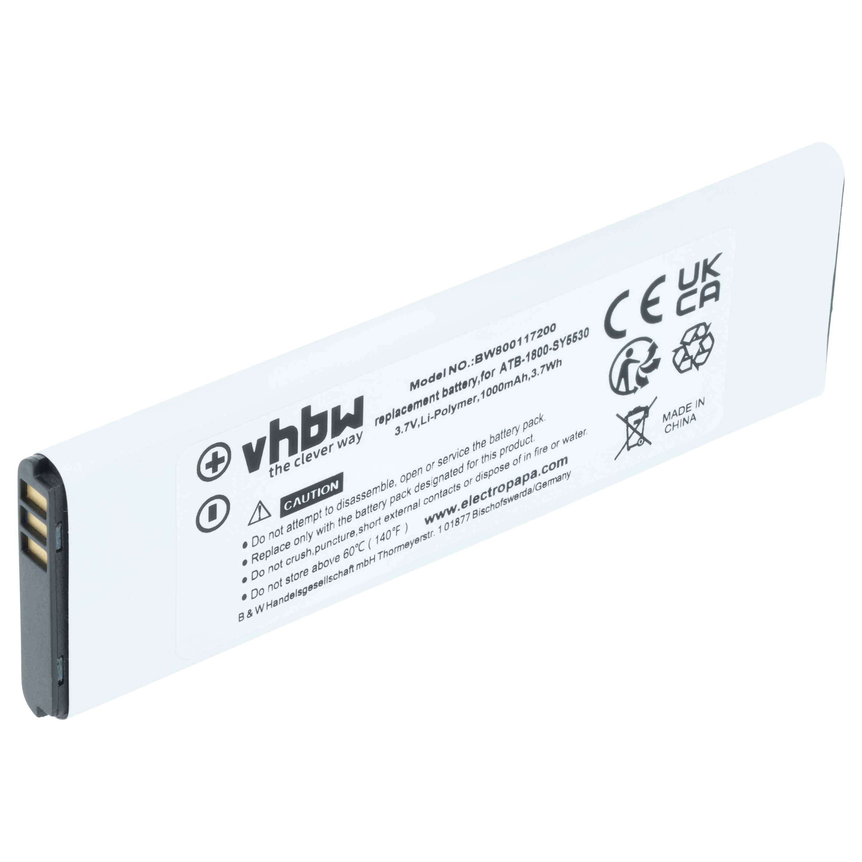 Batteria per telecomando remote controller sostituisce RTI ATB-1800-SY5530 - 1000mAh 3,7V Li-Poly
