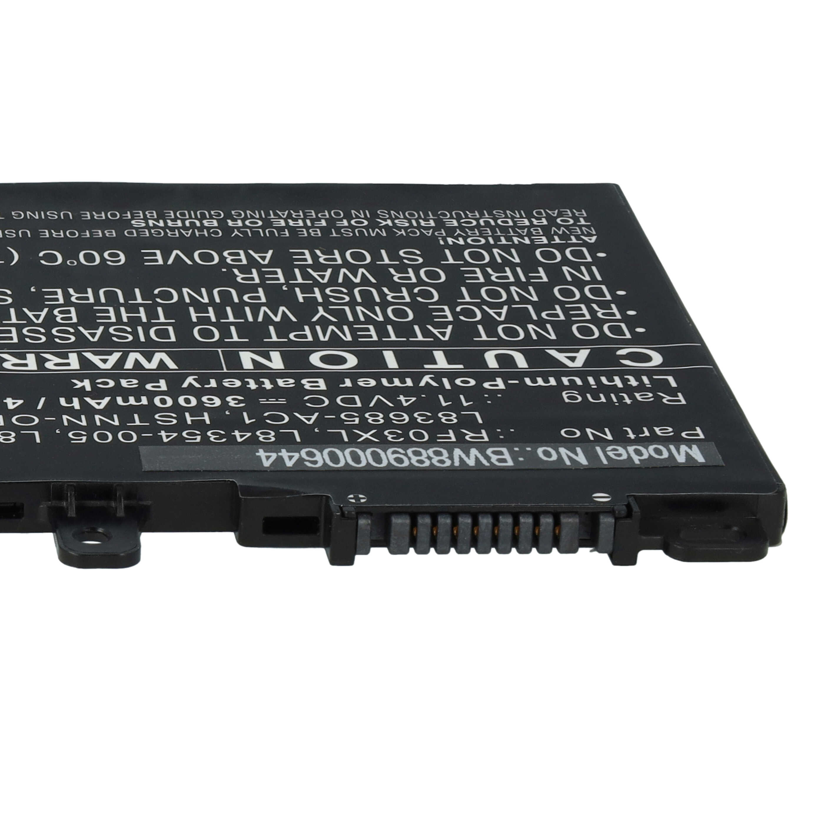 Batterie remplace HP HSTNN-DB9R, HSTNN-OB1Q, L83685-271 pour ordinateur portable - 3600mAh 11,4V Li-polymère