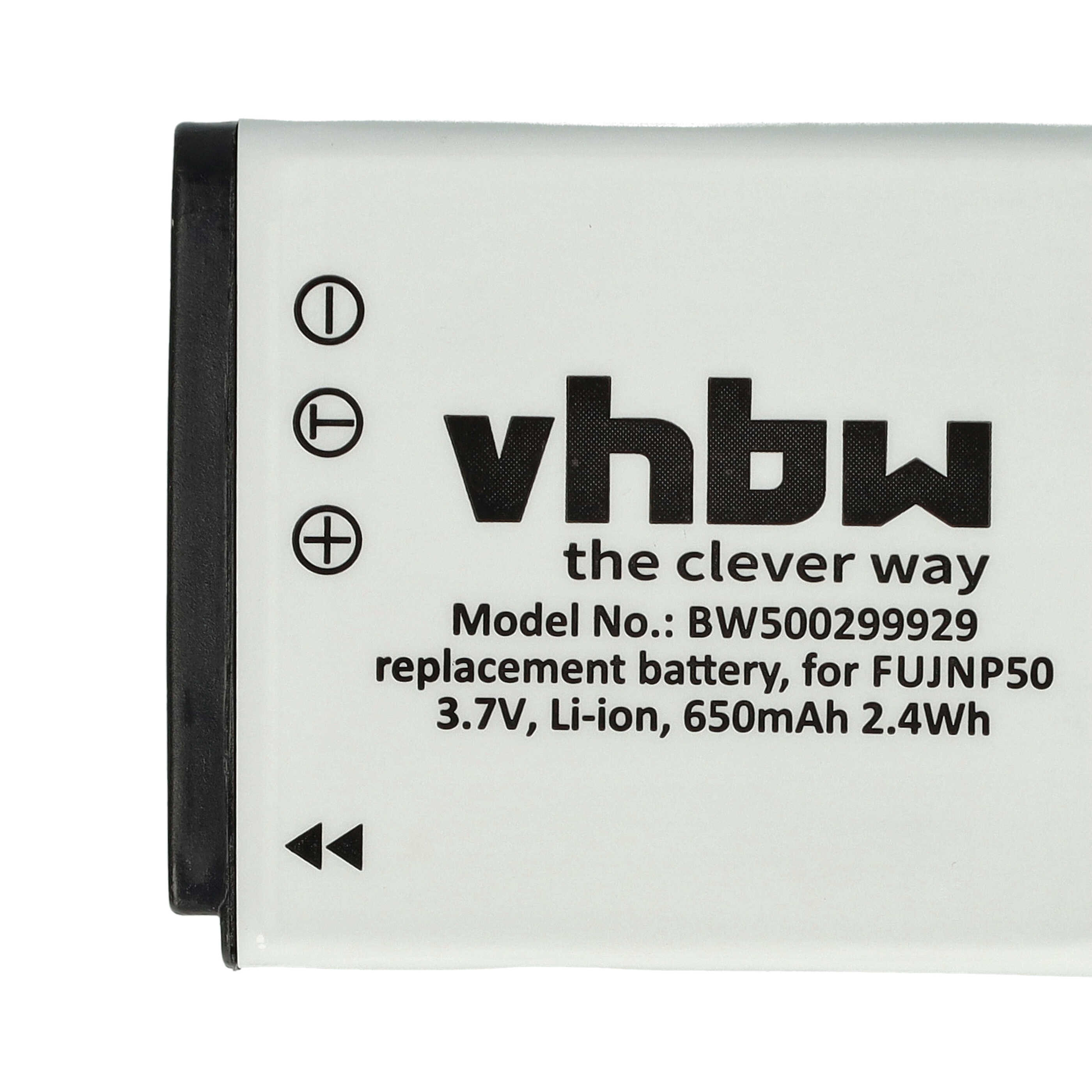 Batteria sostituisce Fuji / Fujifilm NP-50, NP-50A per fotocamera Fujifilm - 650mAh 3,6V Li-Ion