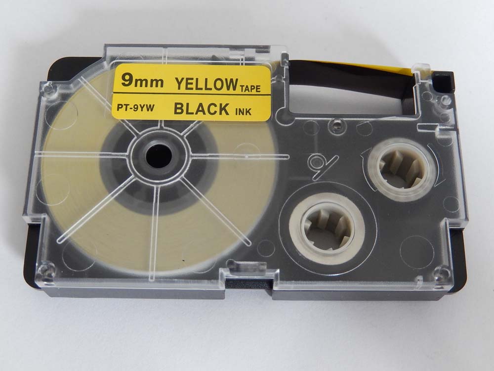Label Tape as Replacement for Casio XR-9YW1 - 9 mm Black to Yellow