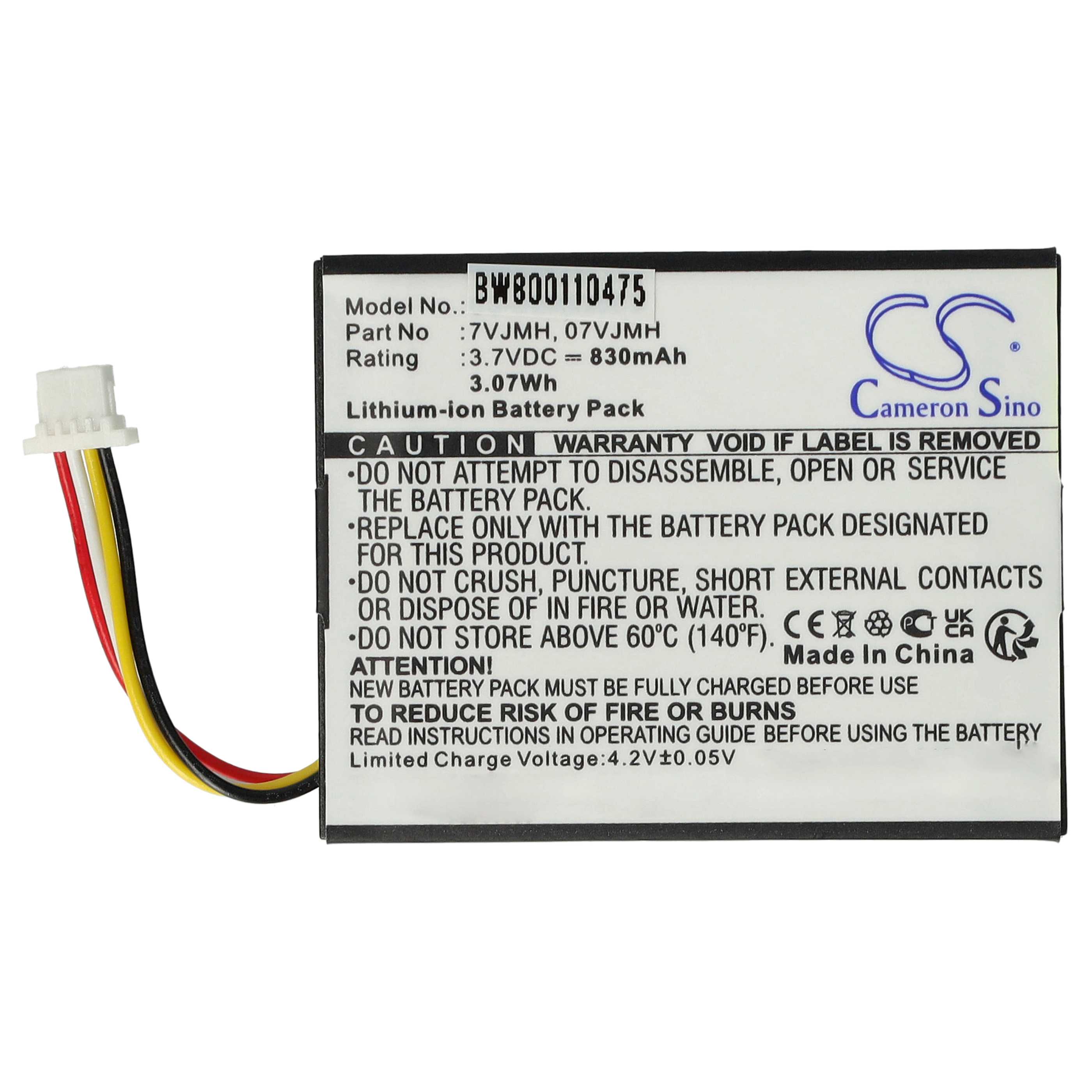 Batería reemplaza Dell 70K80, 07VJMH, T40JJ, 7VJMH, 070K80 para unidad RAID Dell - 830 mAh, 3,7 V