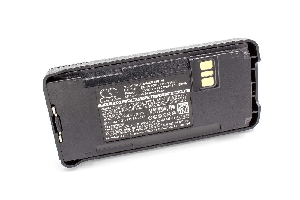 Batterie remplace Motorola PMNN4081, PMNN4080, PMNN4081AR pour radio talkie-walkie - 2600mAh 7,5V Li-ion