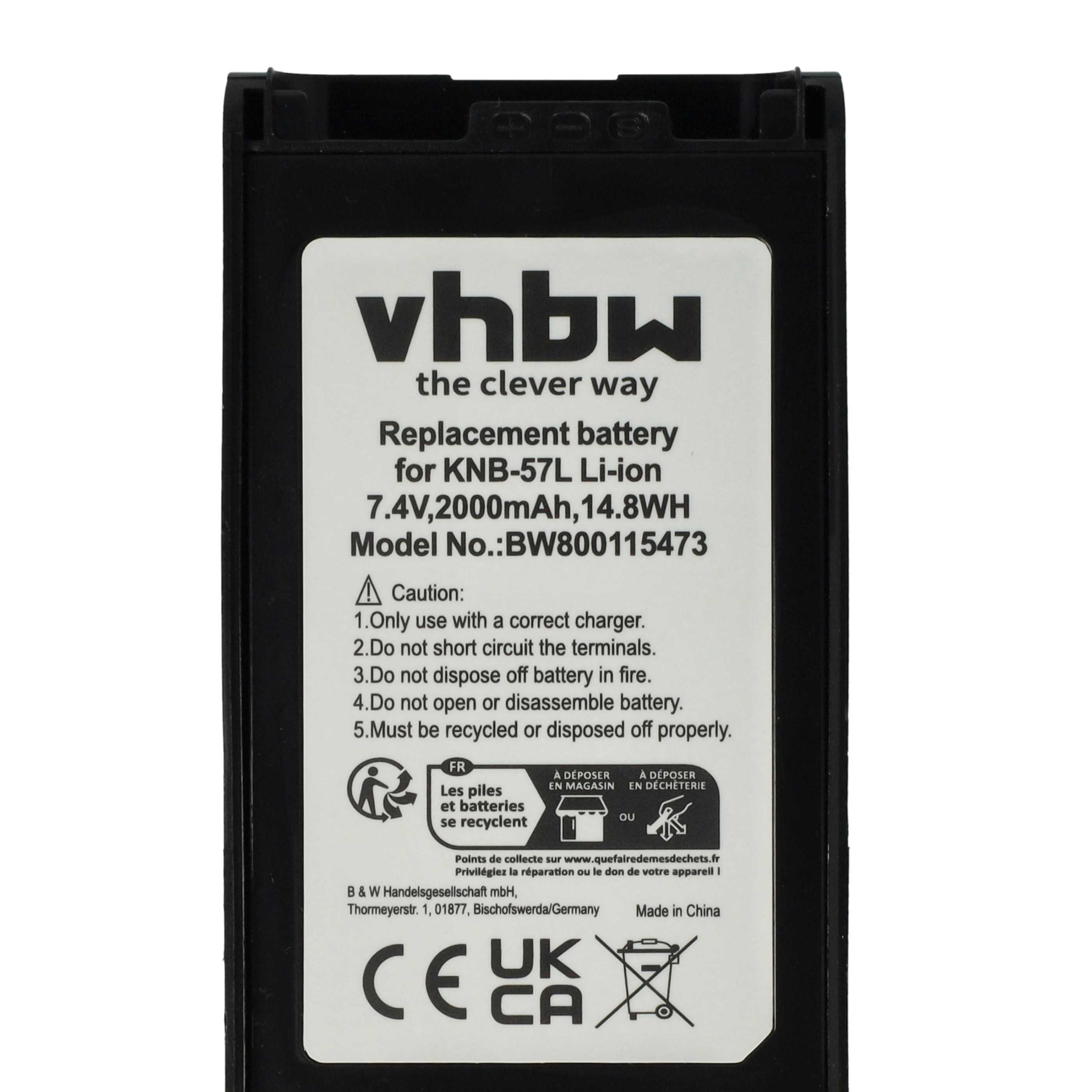 2x Akumulator do radiotelefonu zamiennik Kenwood KNB-24LX, KNB-24, KNB-24Li, KNB-24L - 2000 mAh 7,4 V Li-Ion