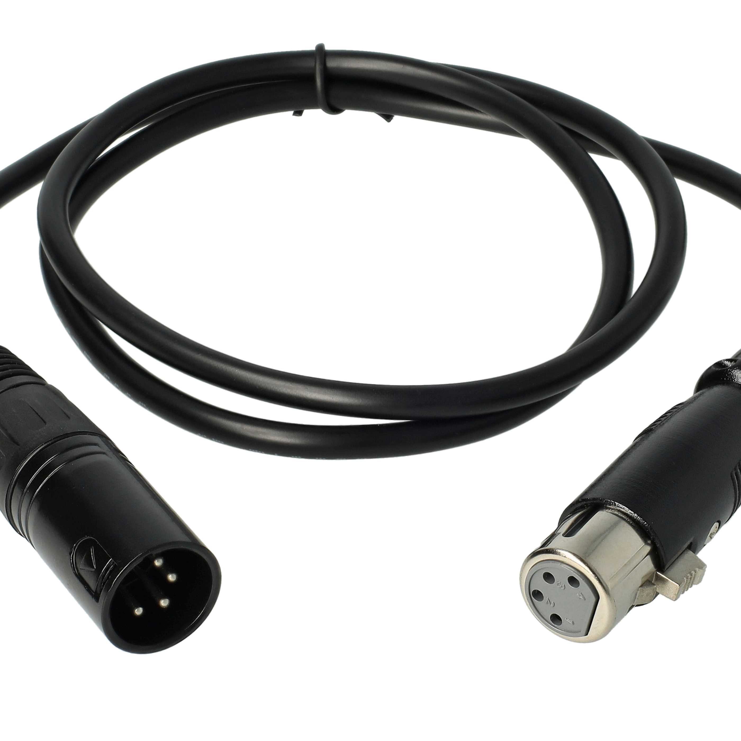 vhbw XLR Extension Lead for Various Applications - XLR Connector to XLR Socket Adapter, 4-Pin, 120cm, Black (M