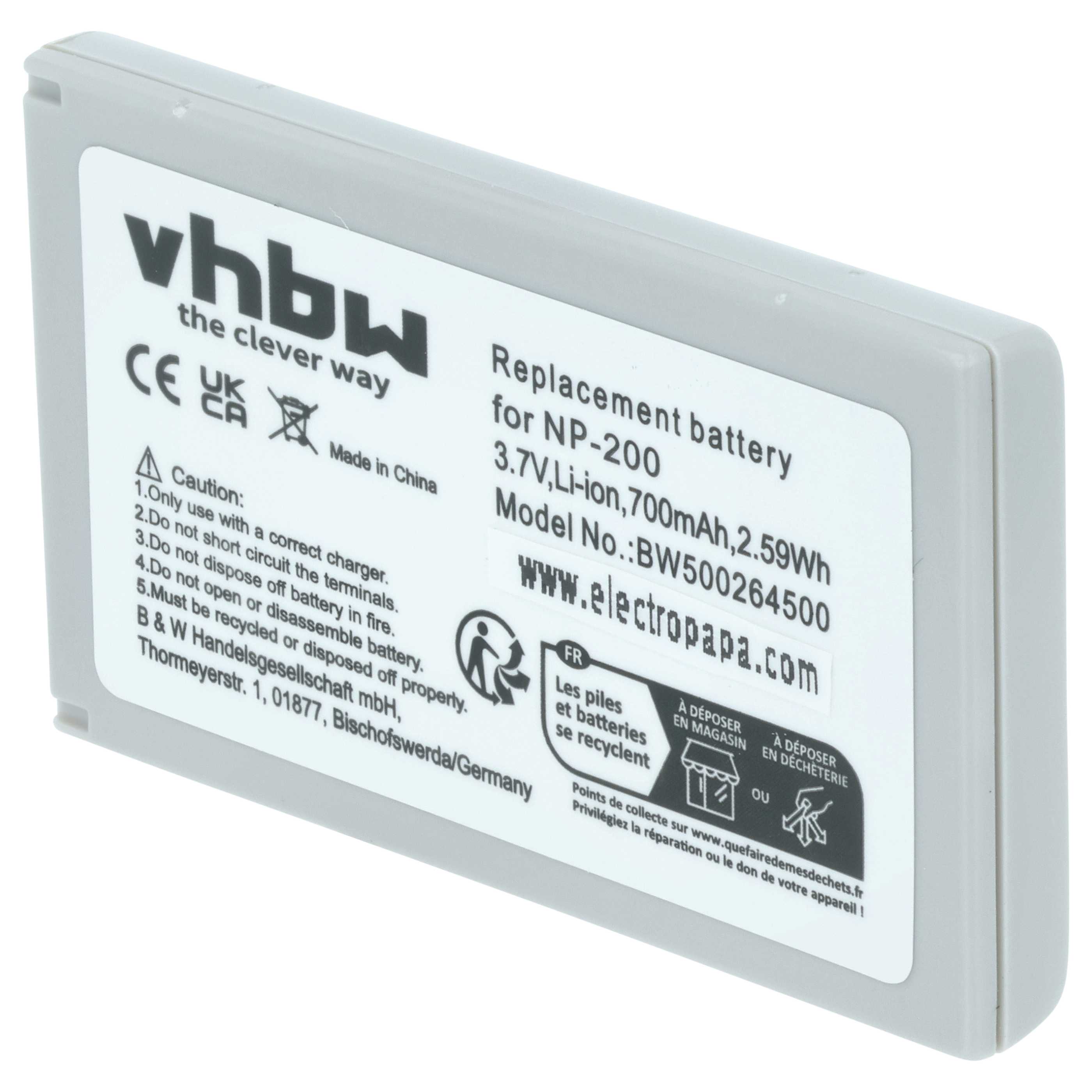 Videocamera 2x Battery replaces Minolta NP-200 - 700 mAh 3.7 V Li-Ion