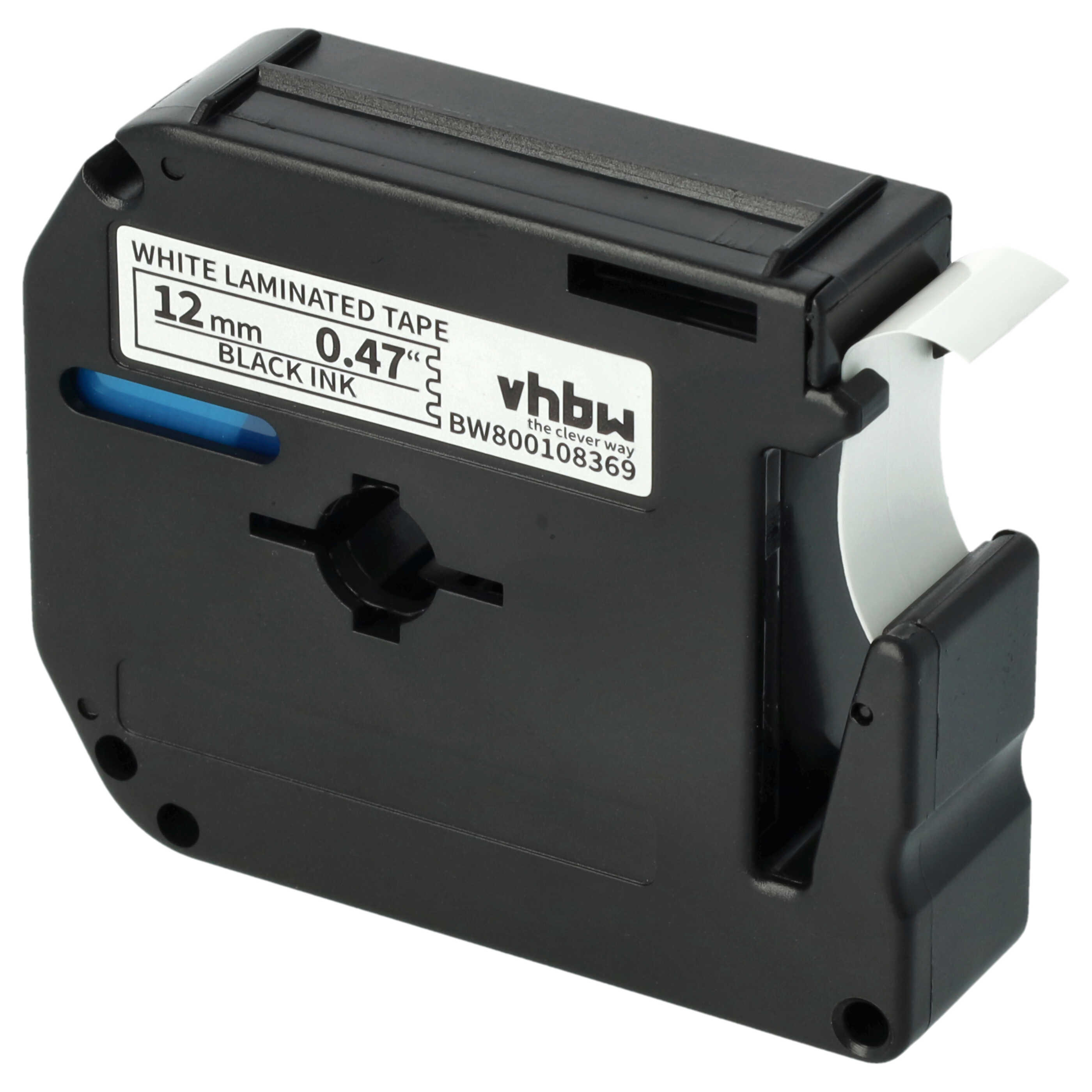 2x Label Tape replaces Brother M-K231 - 12 mm Black to White