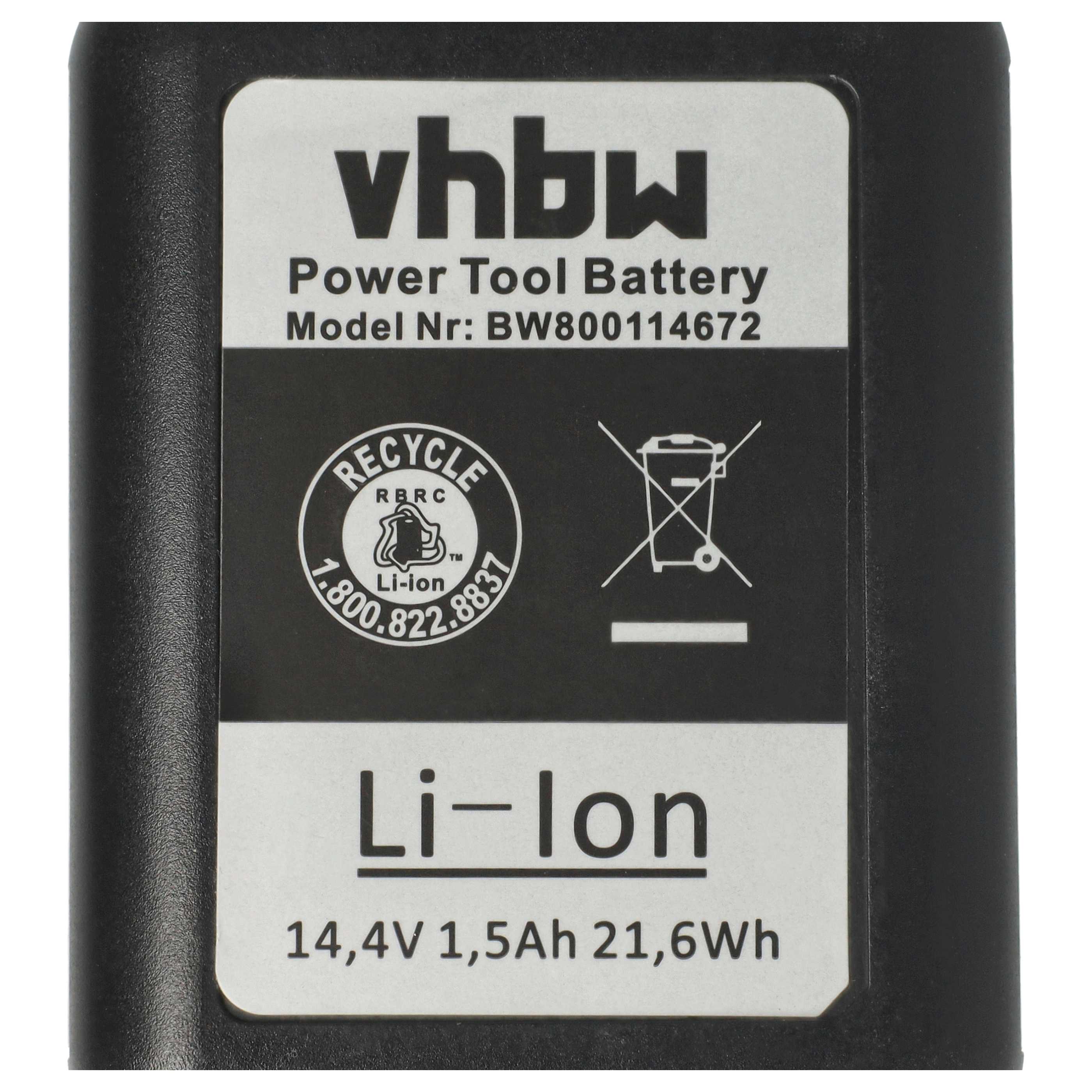 2x Battery suitable for Gesipa Accubird, Firebird, Powerbird - 1500 mAh, 14.4 V, Li-Ion