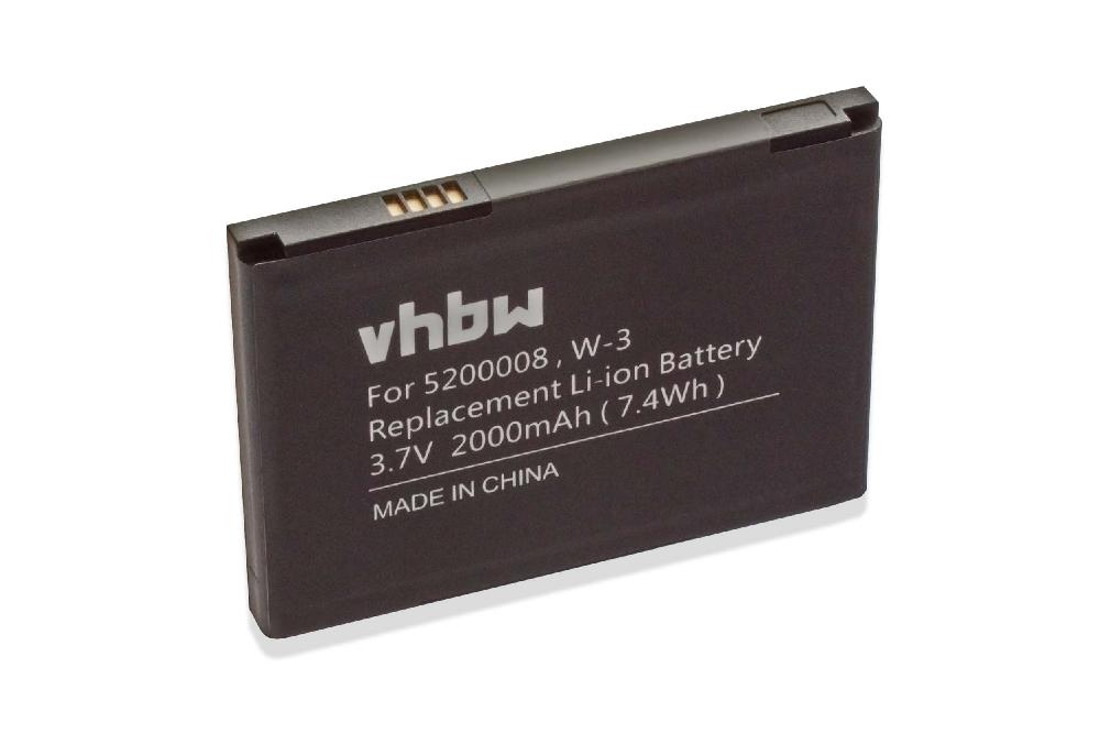 Mobile Router Battery Replacement for Sierra 5200008, W-3 - 2000mAh 3.7V Li-Ion