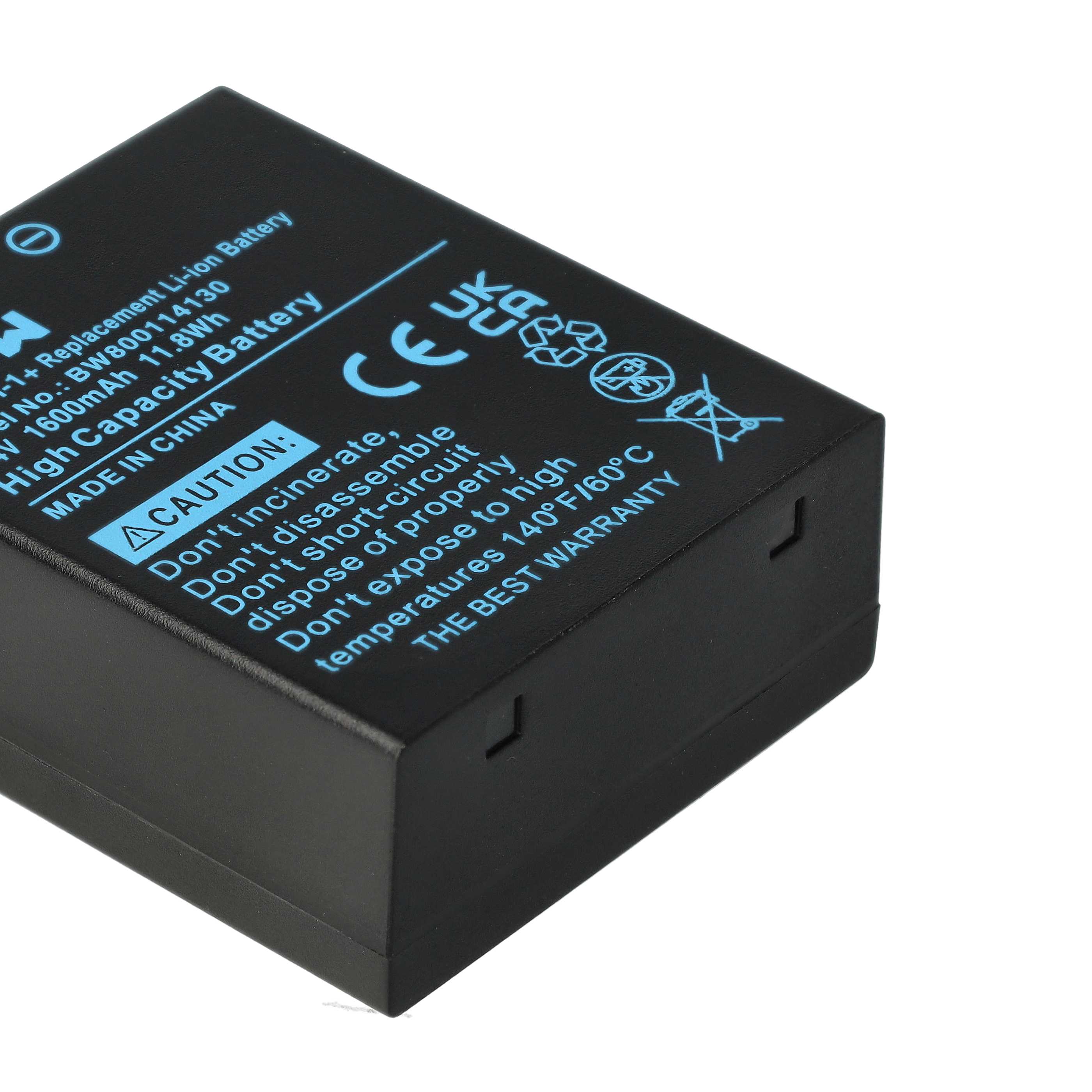 Battery replaces Olympus BLH-1 - 1600mAh, 7.4V, Li-Ion