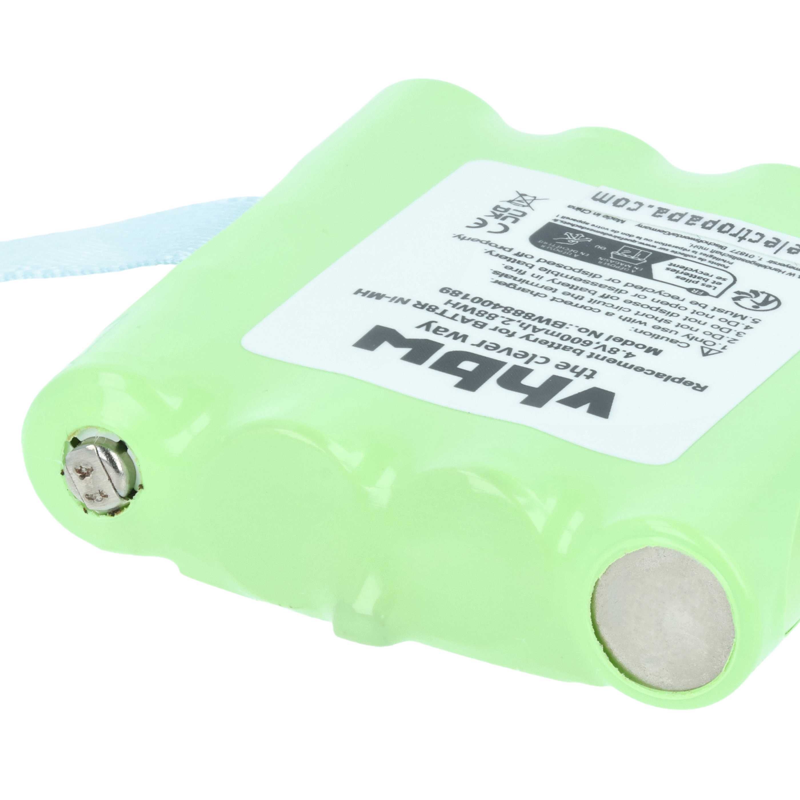 Radio 2x Battery replaces BATT8R, KEBT072A, KEBT-072-A - 600 mAh 4.8 V NiMH