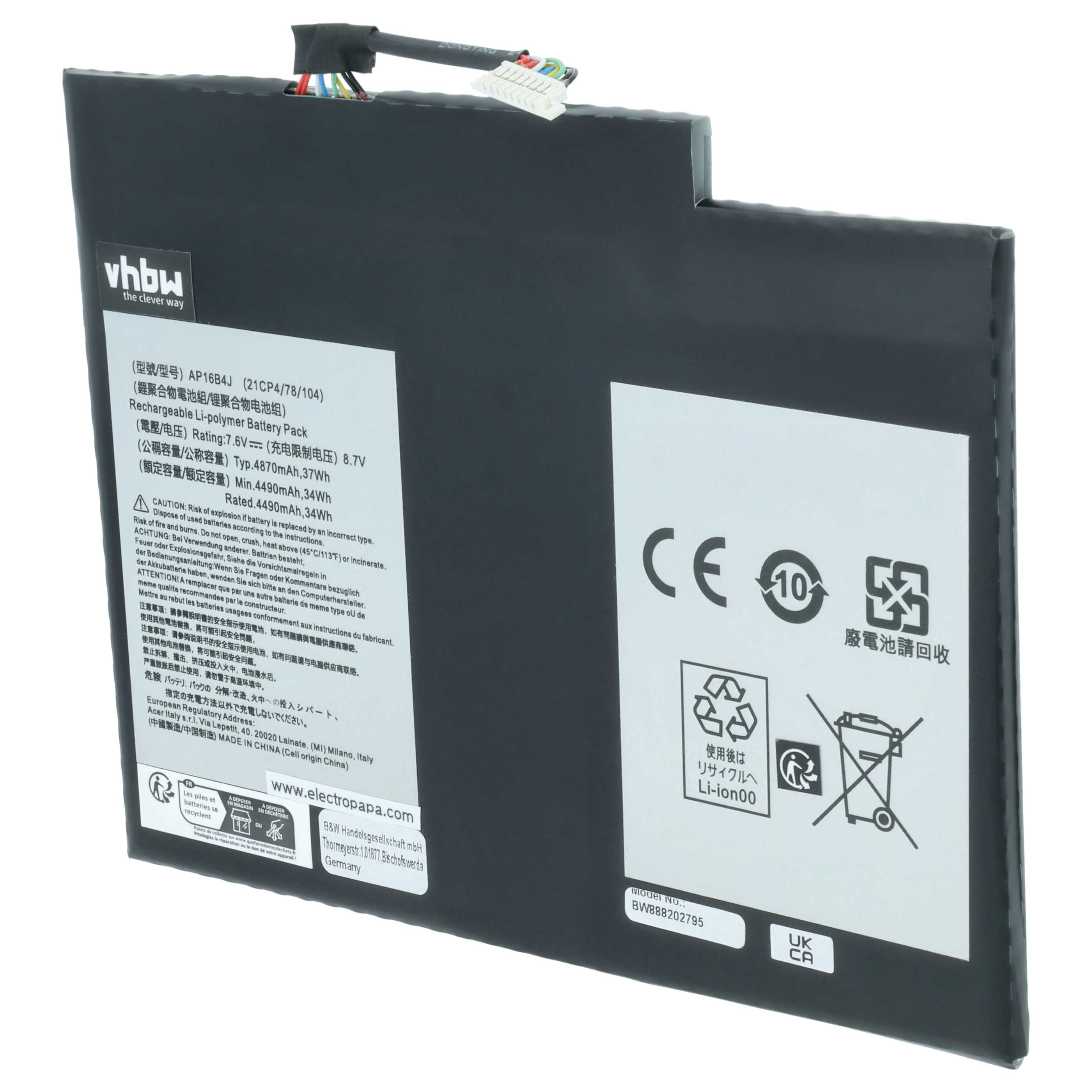 Akumulator do laptopa zamiennik Acer KT.00204.003, NT.LCDAA.014, AP16B4J, NT.LCDEK.002 - 4450 mAh 7,6 V LiPo