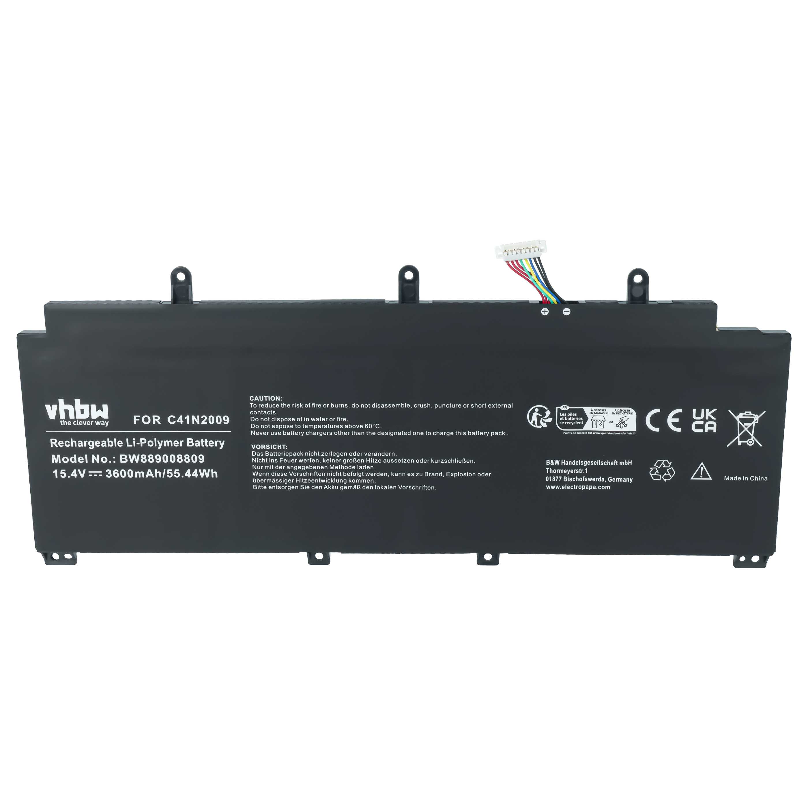 Notebook-Akku als Ersatz für Asus 0B200-03850000, C41N2009 für Asus - 3600mAh 15,4V Li-Polymer