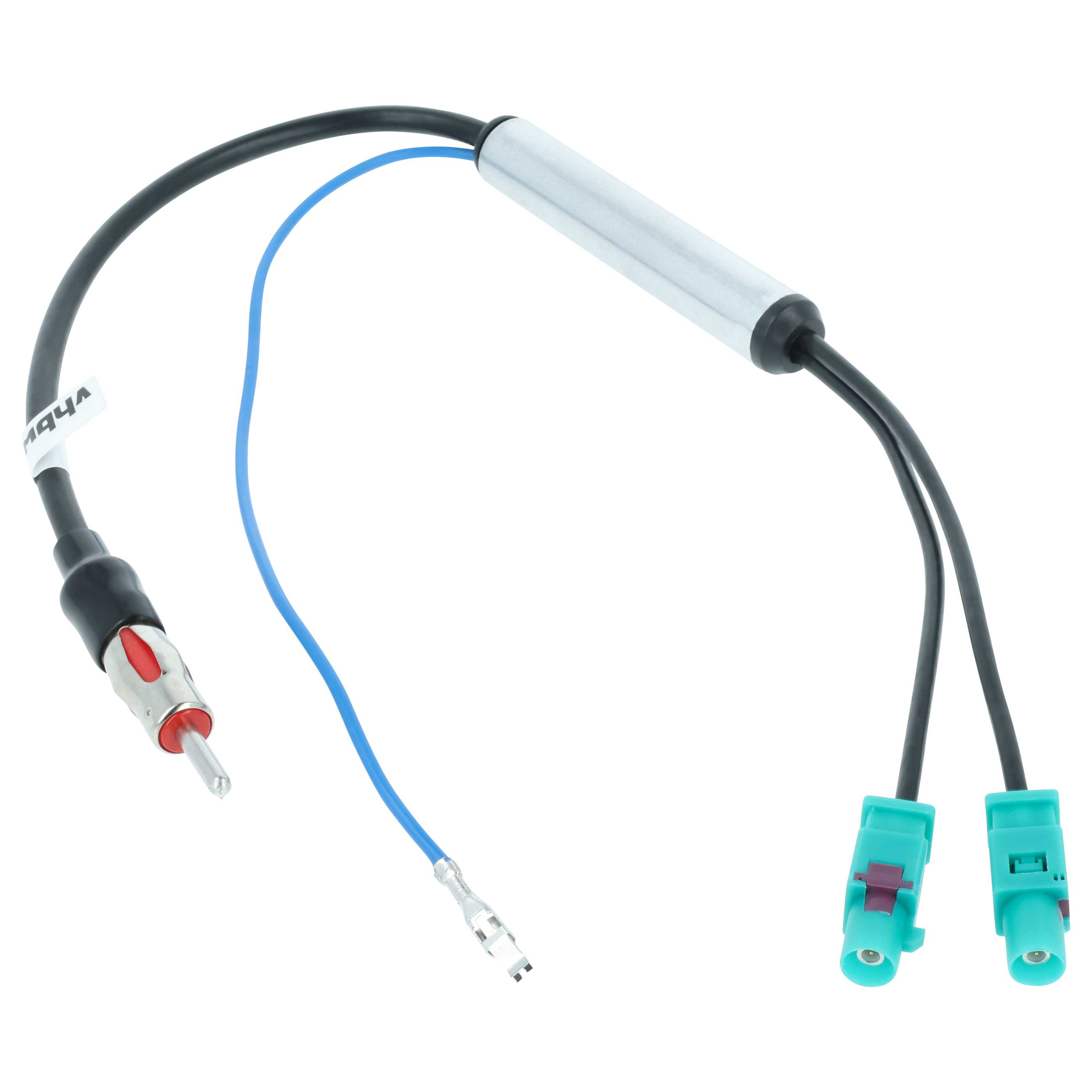 Antennenverstärker DIN (m) auf Doppel-Fakra (m) für Audi, Seat, VW Fahrzeuge - Für Phantomeinspeisung, 35 cm