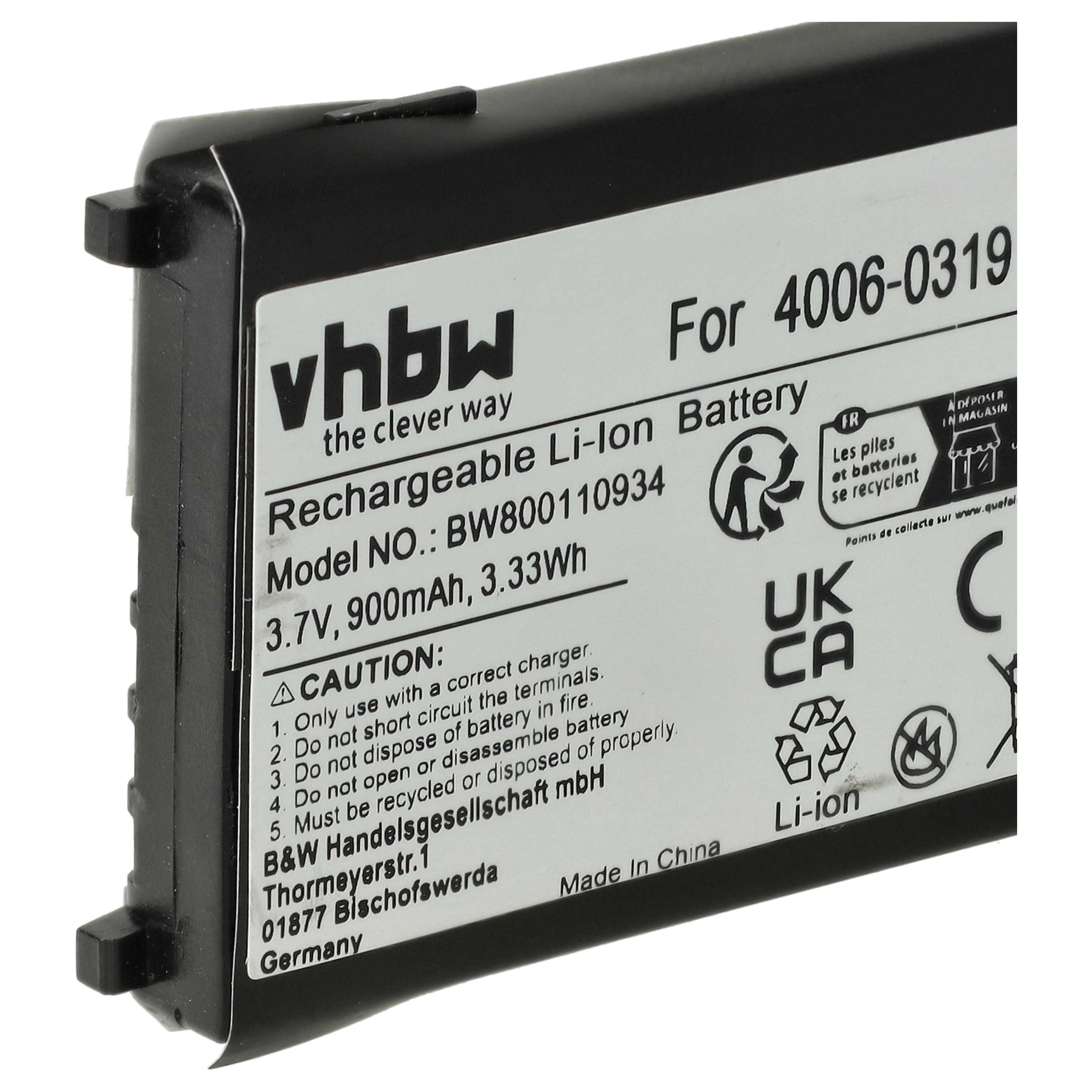 3x Batteries remplace Datalogic 95A201004 pour scanner de code-barre Unitech - 900mAh 3,7V