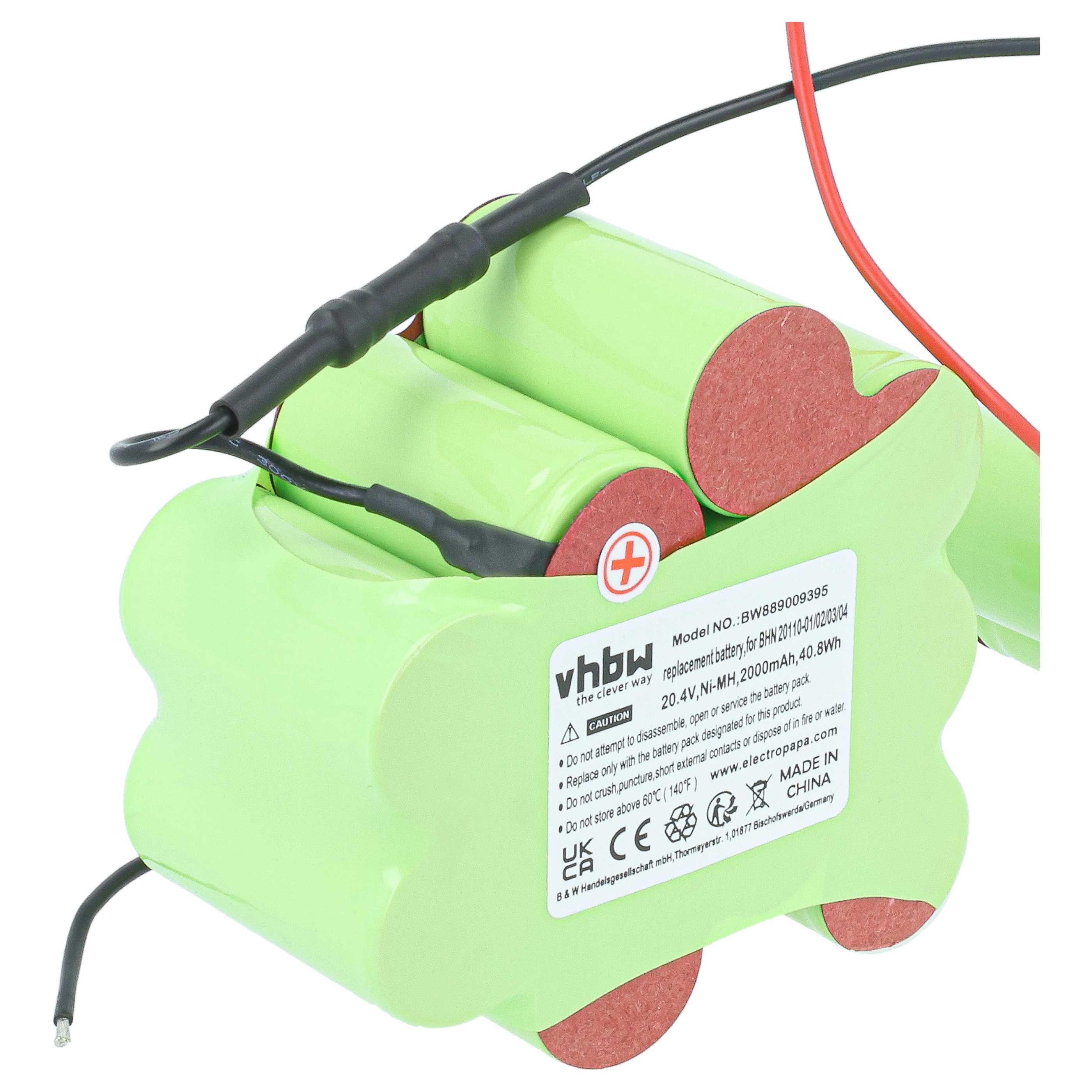 Akku für Bosch Bhn20110/01, Bhn20110/02, Bhn20110/03, Bhn20110/04 für Staubsauger - 2 Ah 20,4V NiMH