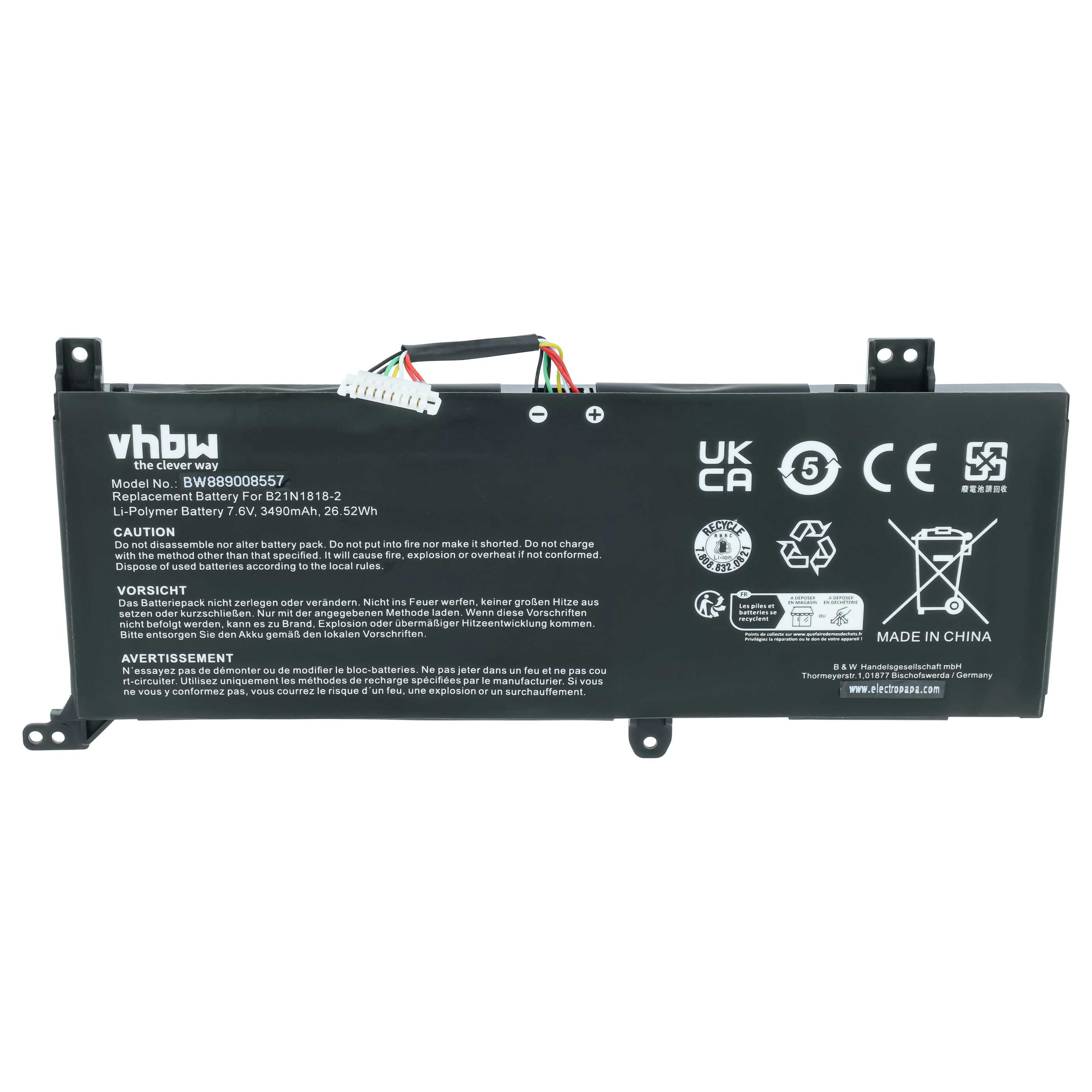 Akumulator do laptopa zamiennik Asus B21N1818-2 - 3490 mAh 7,6 V LiPo