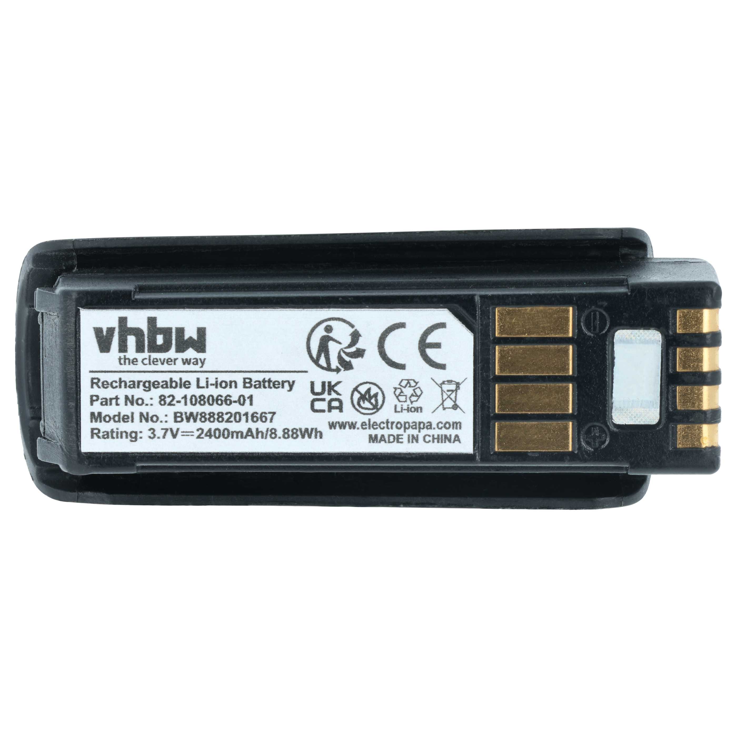 2x Battery replaces 82-108066-1, KT-BTYMT-01R, 82-108066-01 for Symbol Barcode Scanner POS - 2400 mAh 3.7 V