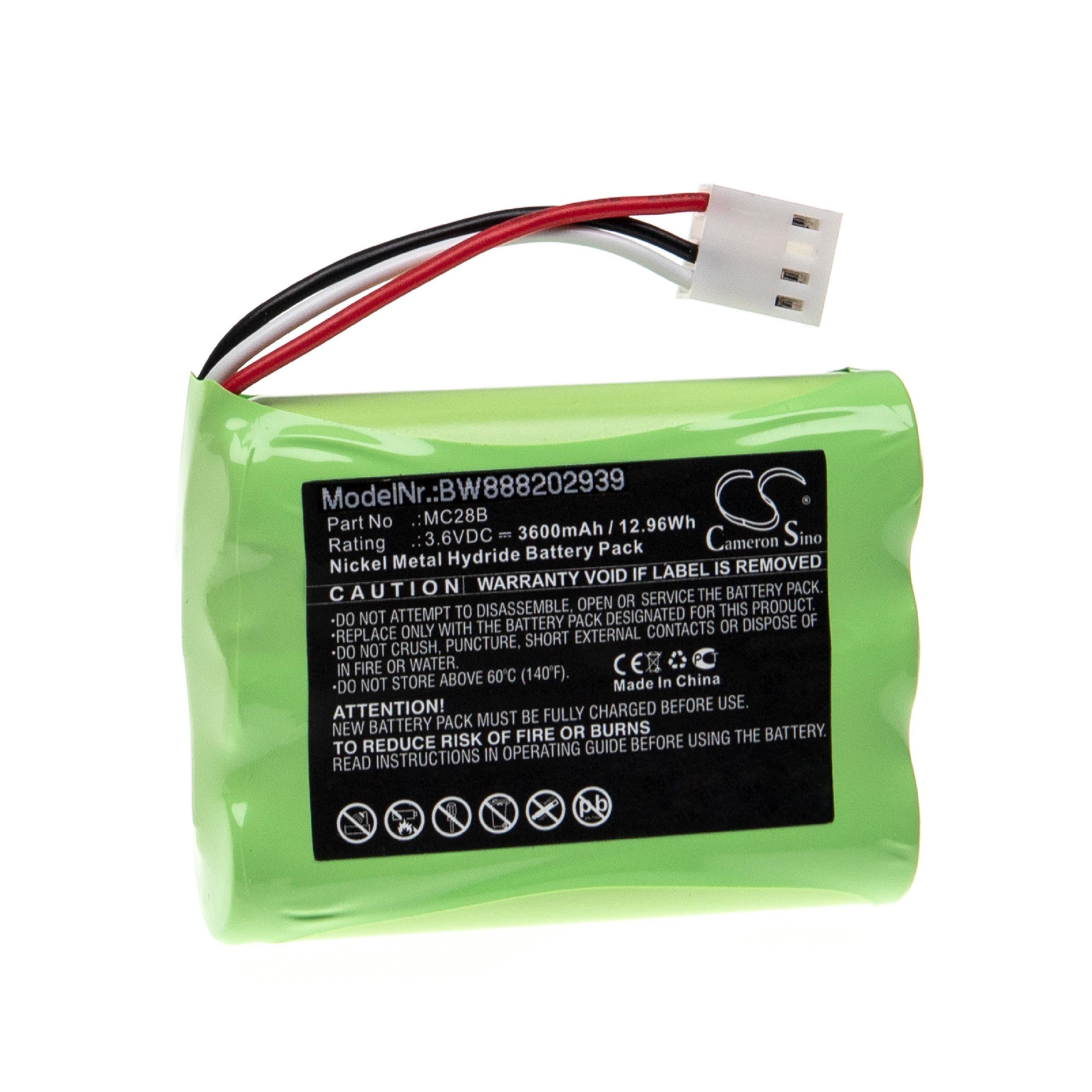 Laser Battery Replacement for Beamex MC28B - 3600mAh 3.6V NiMH