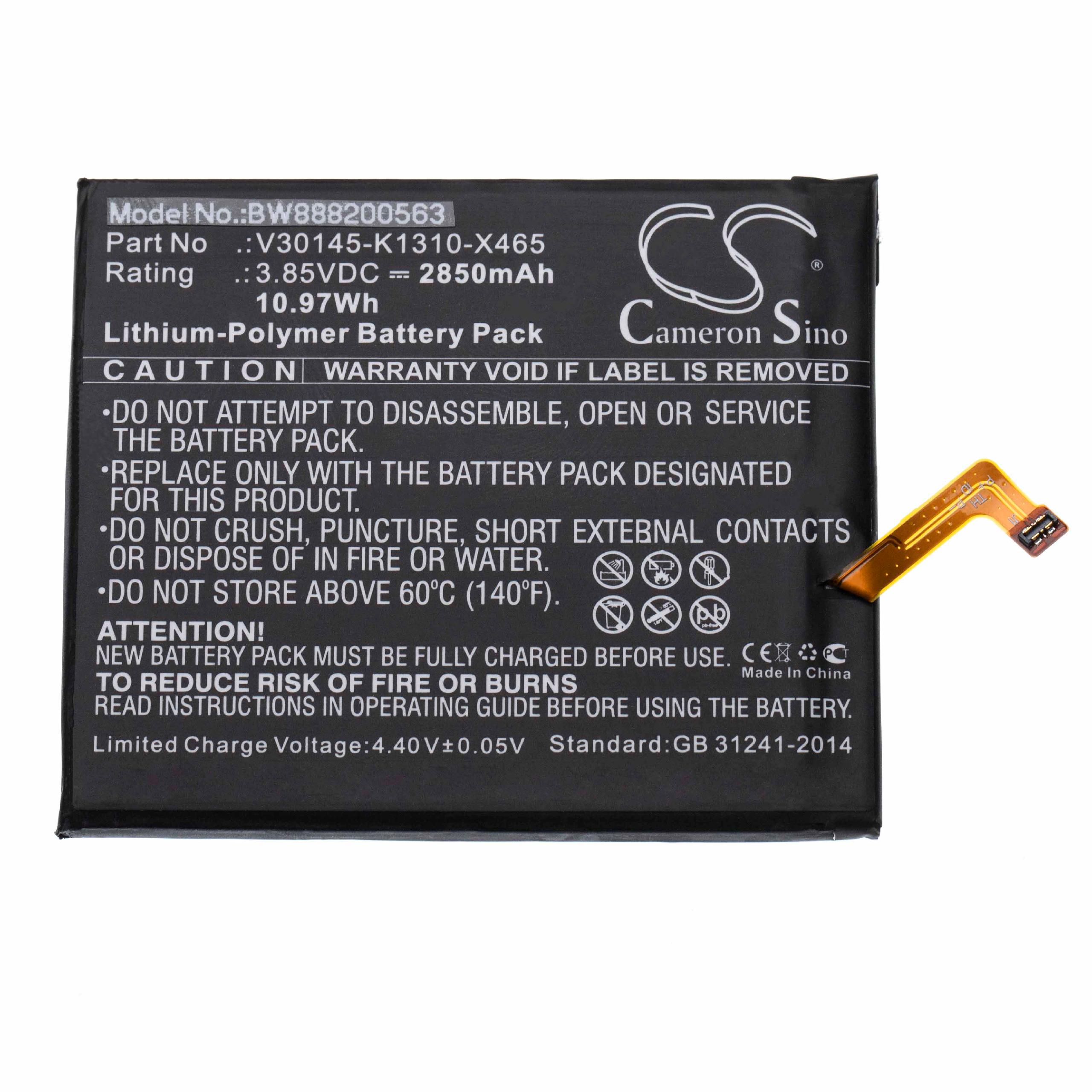 Batterie remplace Gigaset V30145-K1310-X465 pour téléphone portable - 2850mAh, 3,85V, Li-polymère