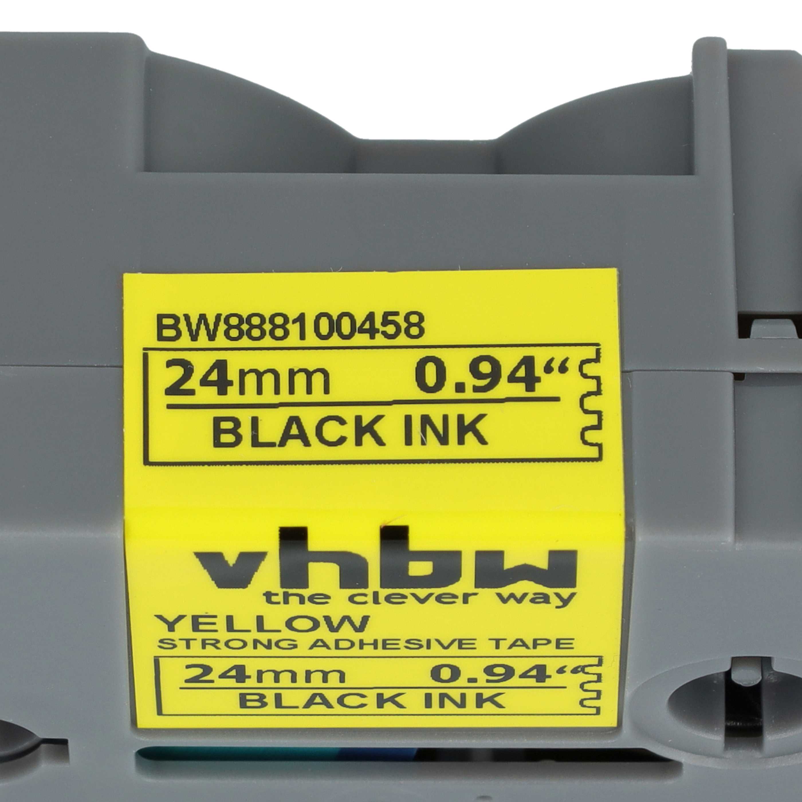 5x Label Tape replaces Brother TZE-S651 - 24 mm Black to Yellow, Extra Stark