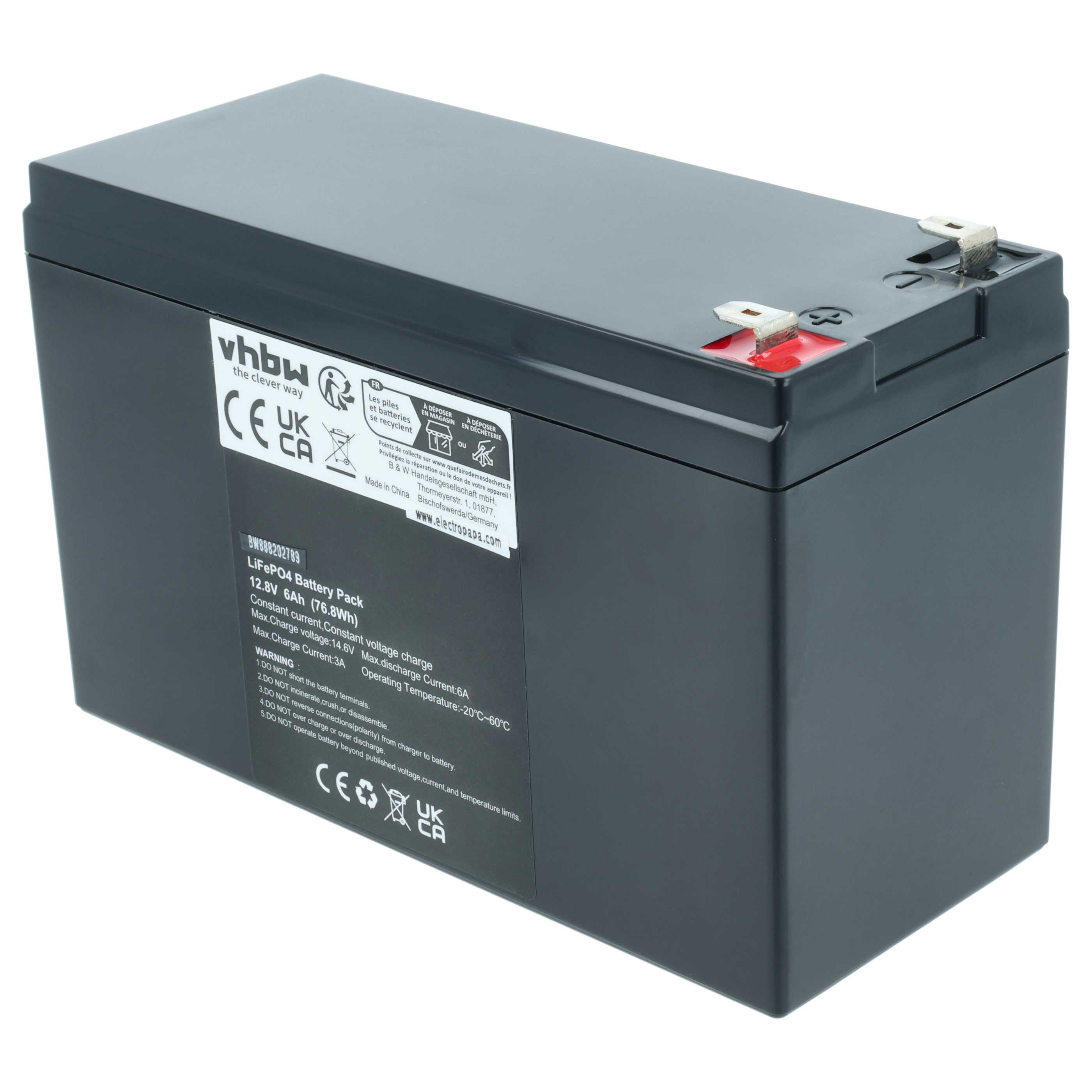 2x Batteria per camper, barca, camping, roulotte, impianto solare - 6Ah 12,8V LiFePO4