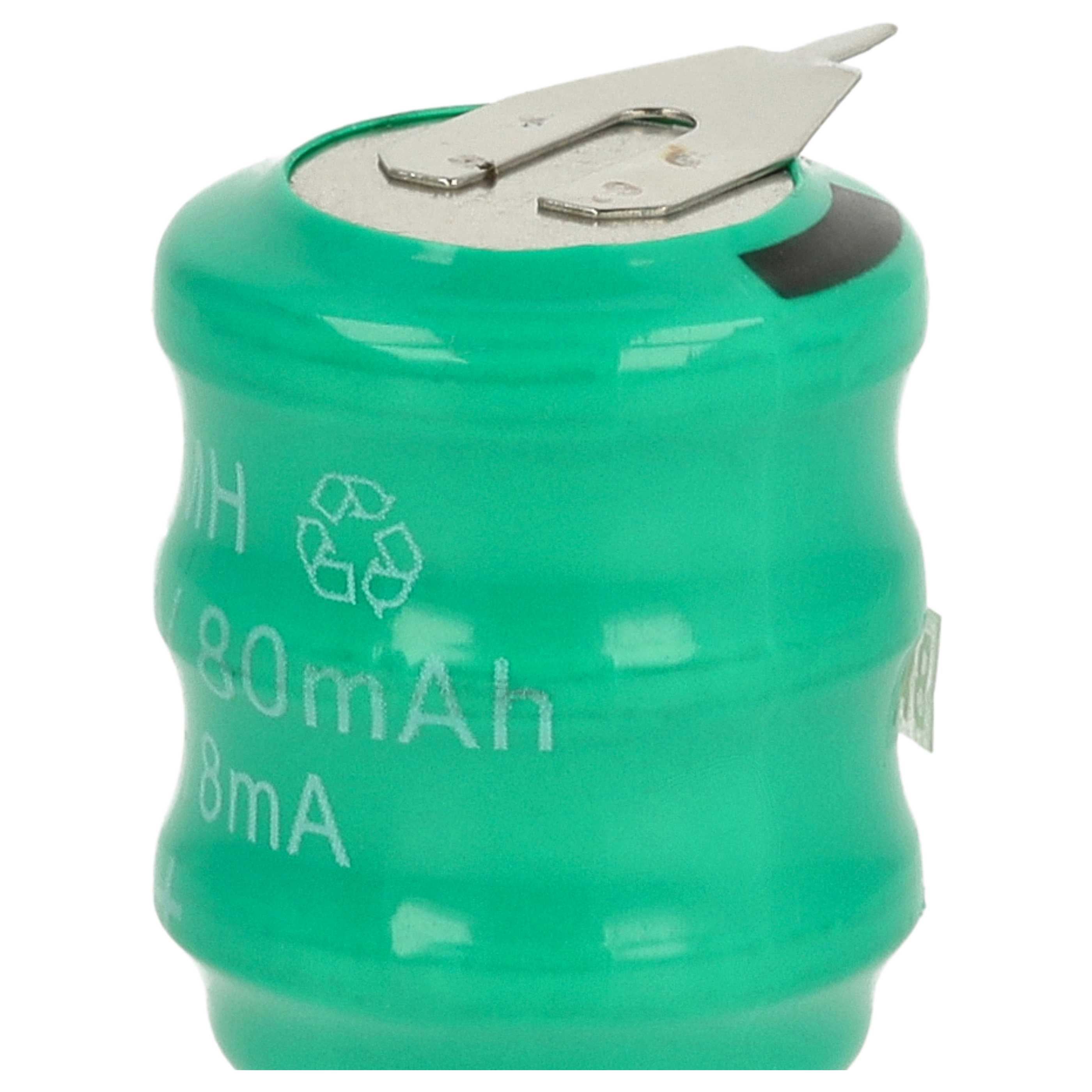 5x Button Cell Battery Type 3/V80H 2 Pins for Model Building Solar Lamps etc. - 80 mAh 3.6 V NiMH