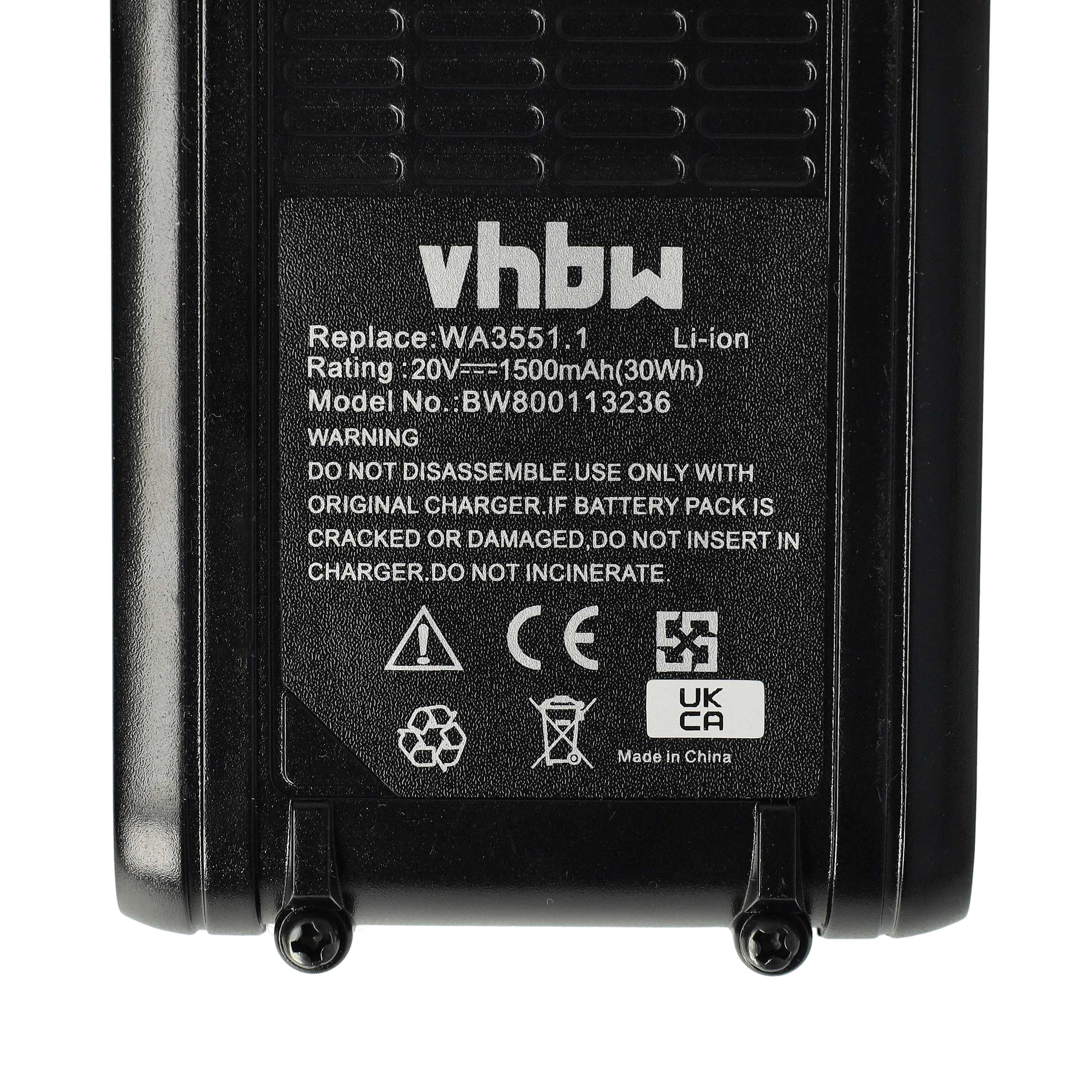 2x Batteria sostituisce Rockwell RW9351.1 per attrezzo - 1,5Ah 20V Li-Ion