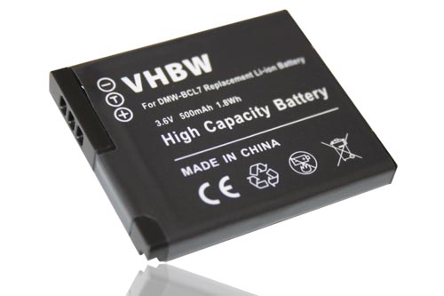 Batterie remplace Panasonic DMW-BCL7E, DMW-BCL7 pour appareil photo - 500mAh 3,6V Li-ion