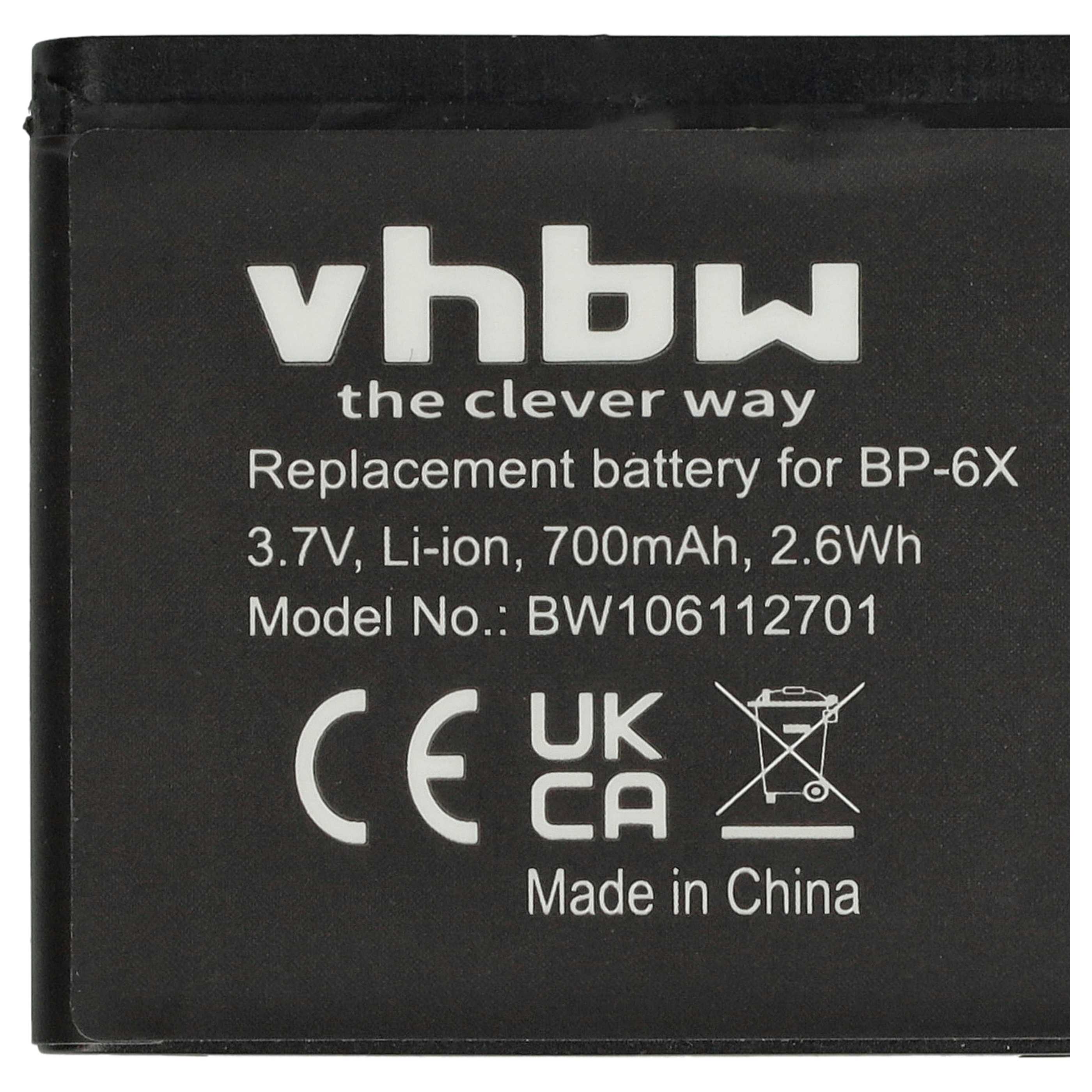 Batteria sostituisce Nokia BP-6x per cellulare - 700mAh 3,7V Li-Ion 