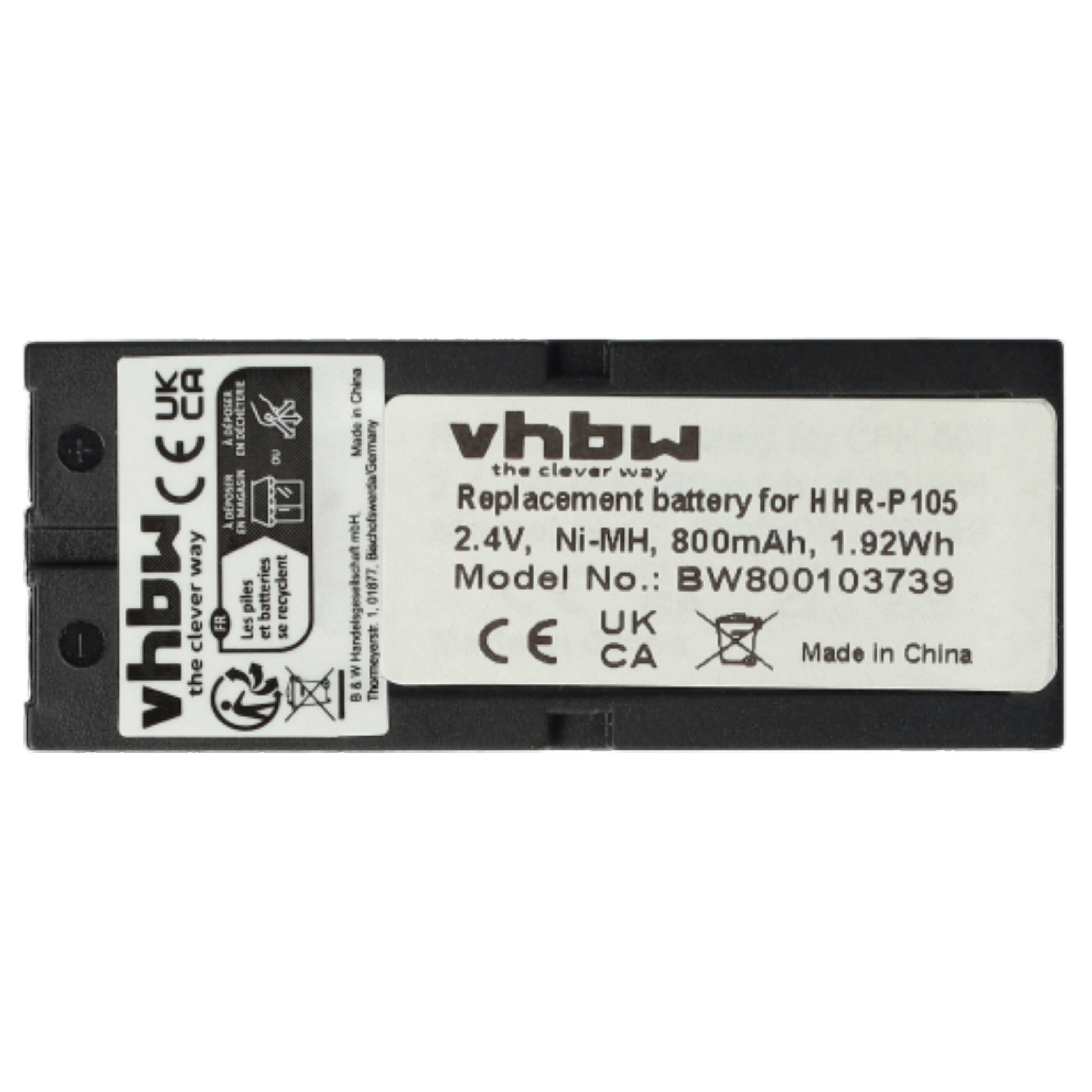 3x Batteries remplace 86420, BT-1009, HHR-P105, CPH-508, BBTG0658001 pour téléphone Philips - 800mAh 2,4V NiMH