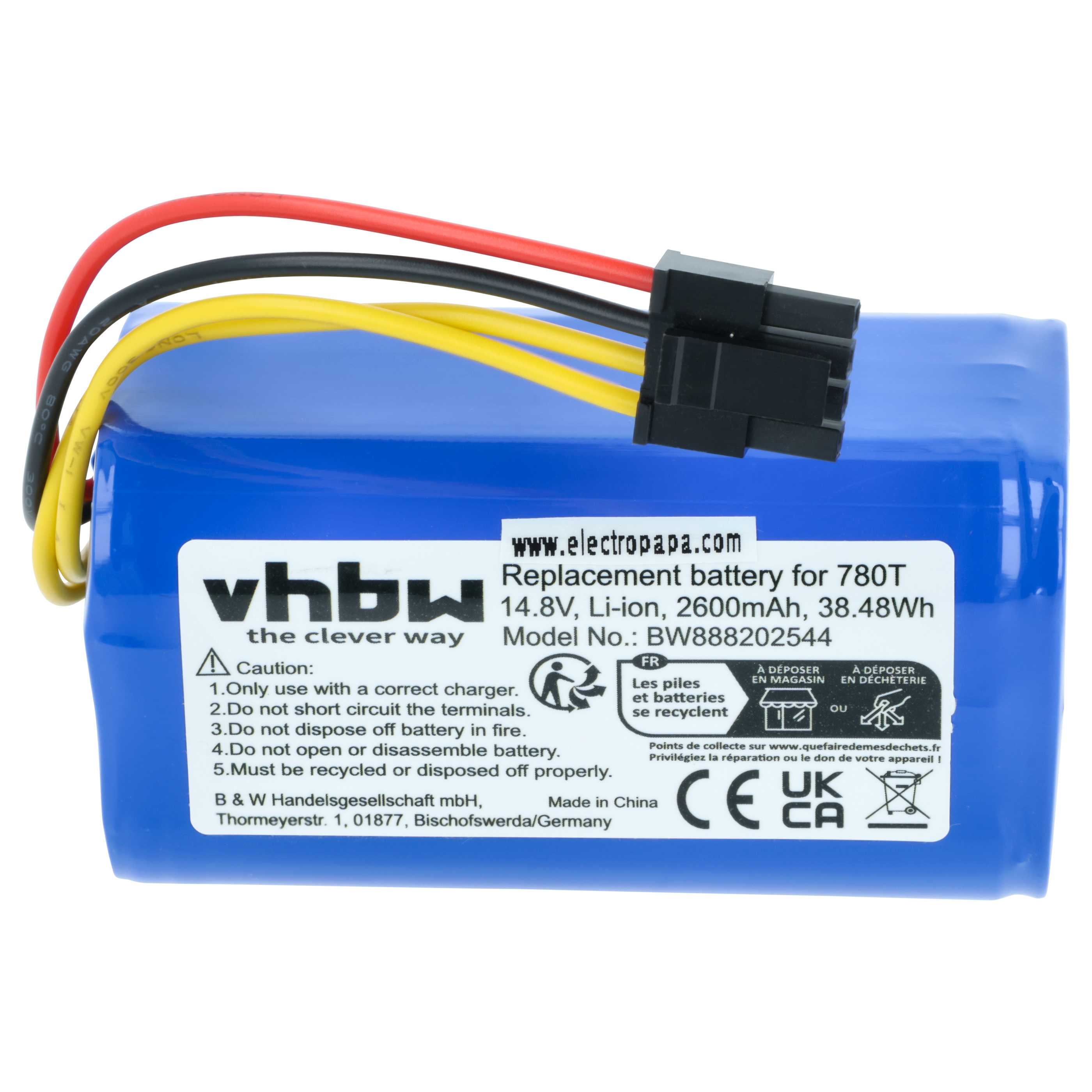 Battery replaces BLAUPUNKT 6.60.40.04-0, 6.60.40.05-0 for Blaupunkt etc. 2600mAh, 14.8V, Li-Ion