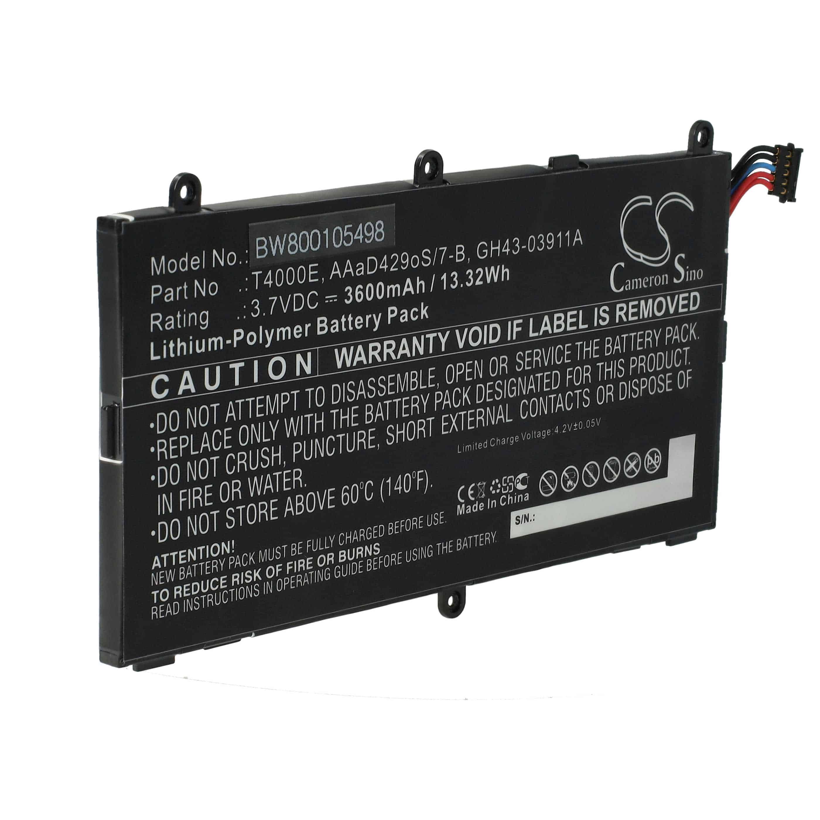 Tablet Battery Replacement for Samsung AAaD429oS/7-B, T4000E - 3600mAh 3.7V Li-polymer