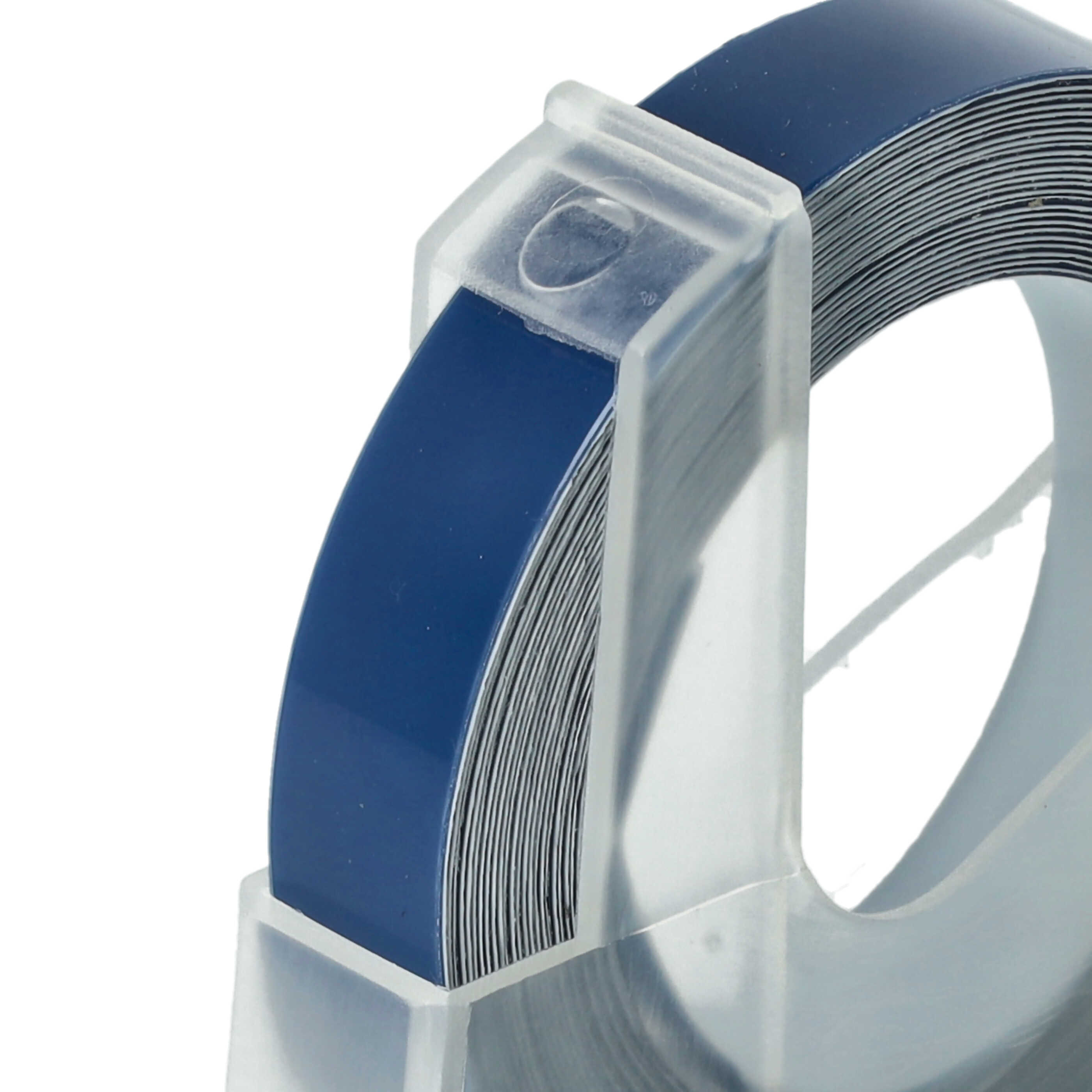 3D Embossing Label Tape as Replacement for Dymo 520106, S0898140 - 9 mm White to Blue