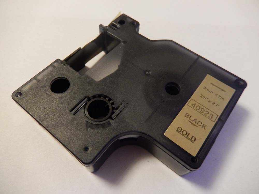 Cassette à ruban remplace Dymo D1, 40923 - 9mm lettrage Noir ruban Or