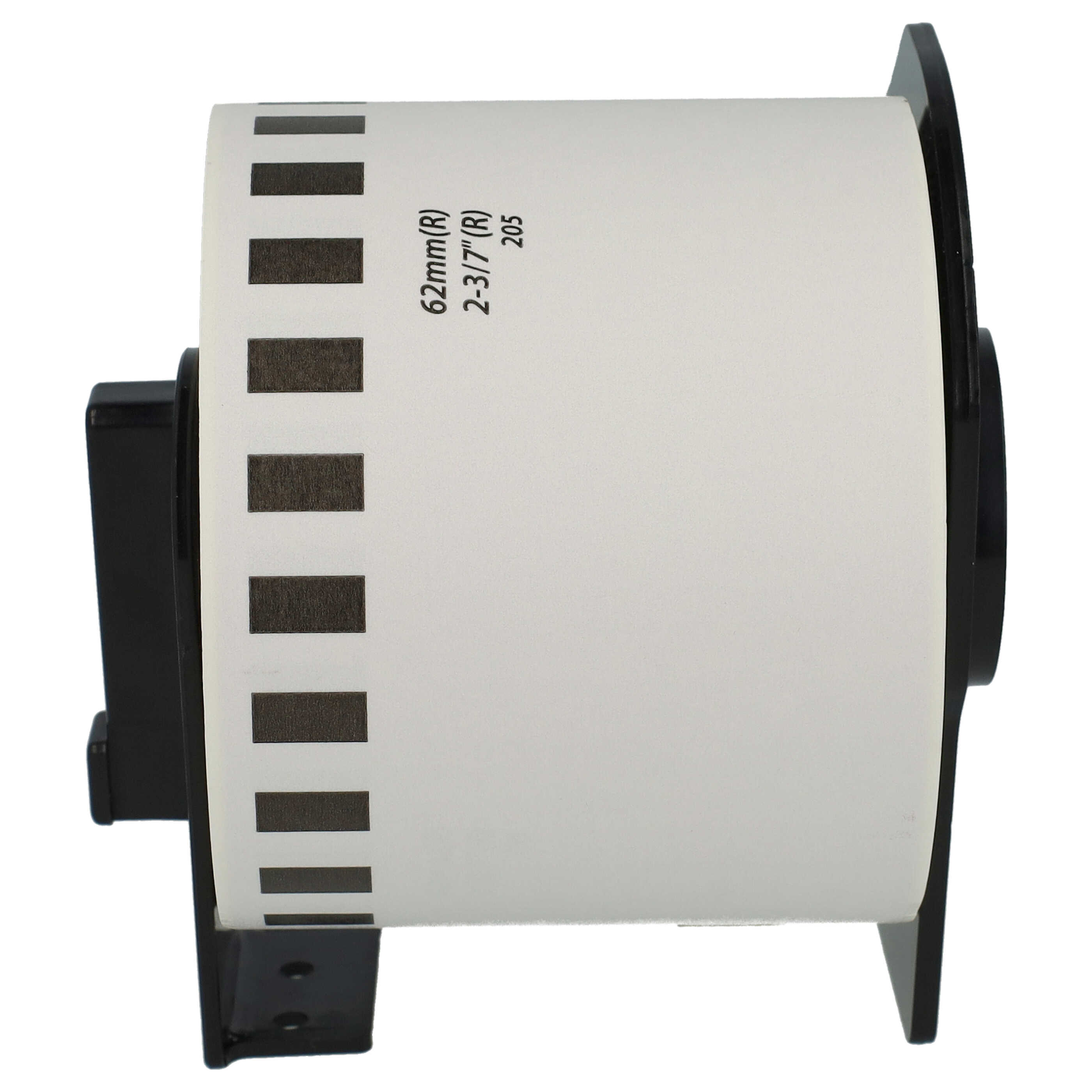 10x Label Roll replaces Brother DK-44205 Labeller - Premium 62 mm x 30.48 m + Holder