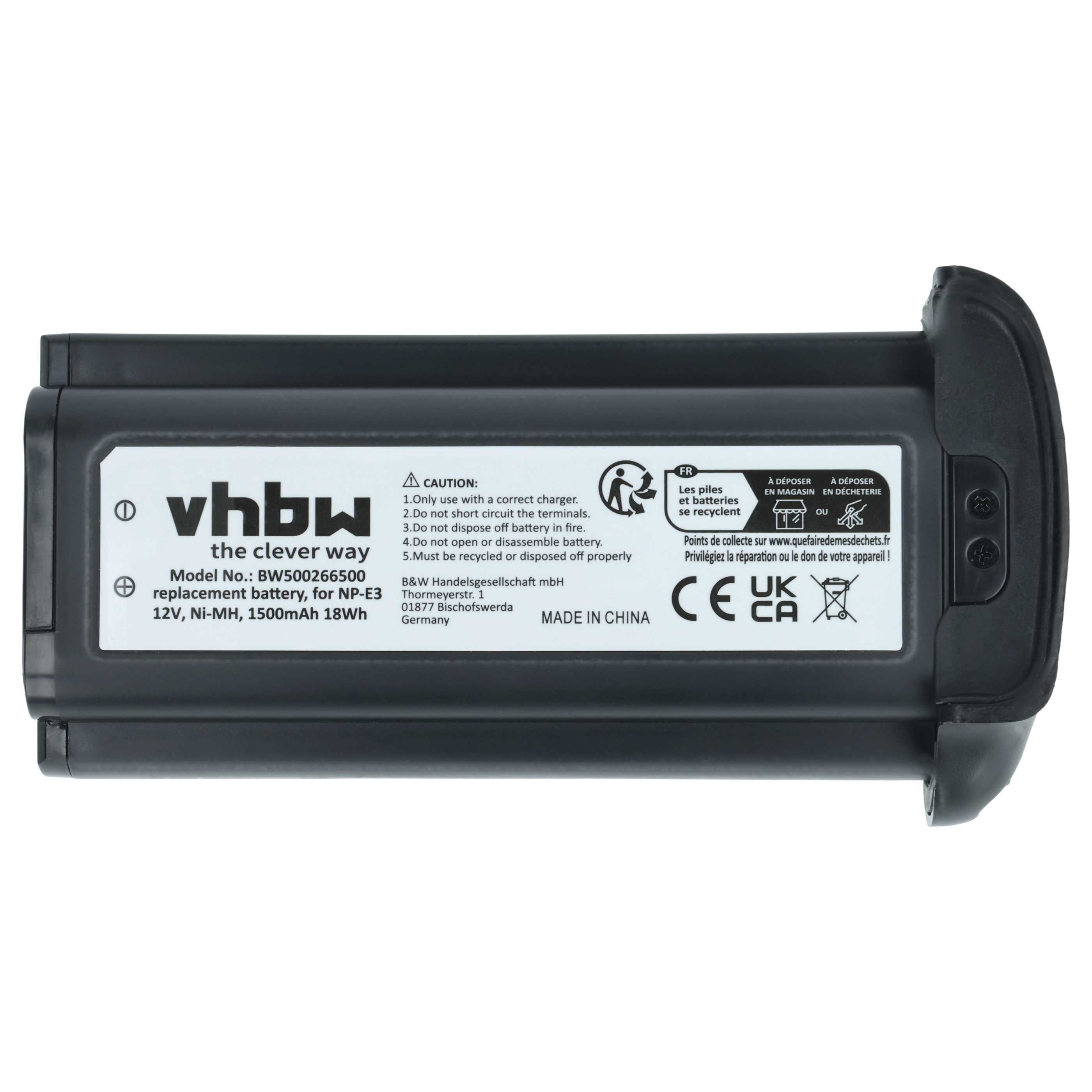 Batterie remplace Canon NP-E3 pour appareil photo - 1500mAh 12V NiMH