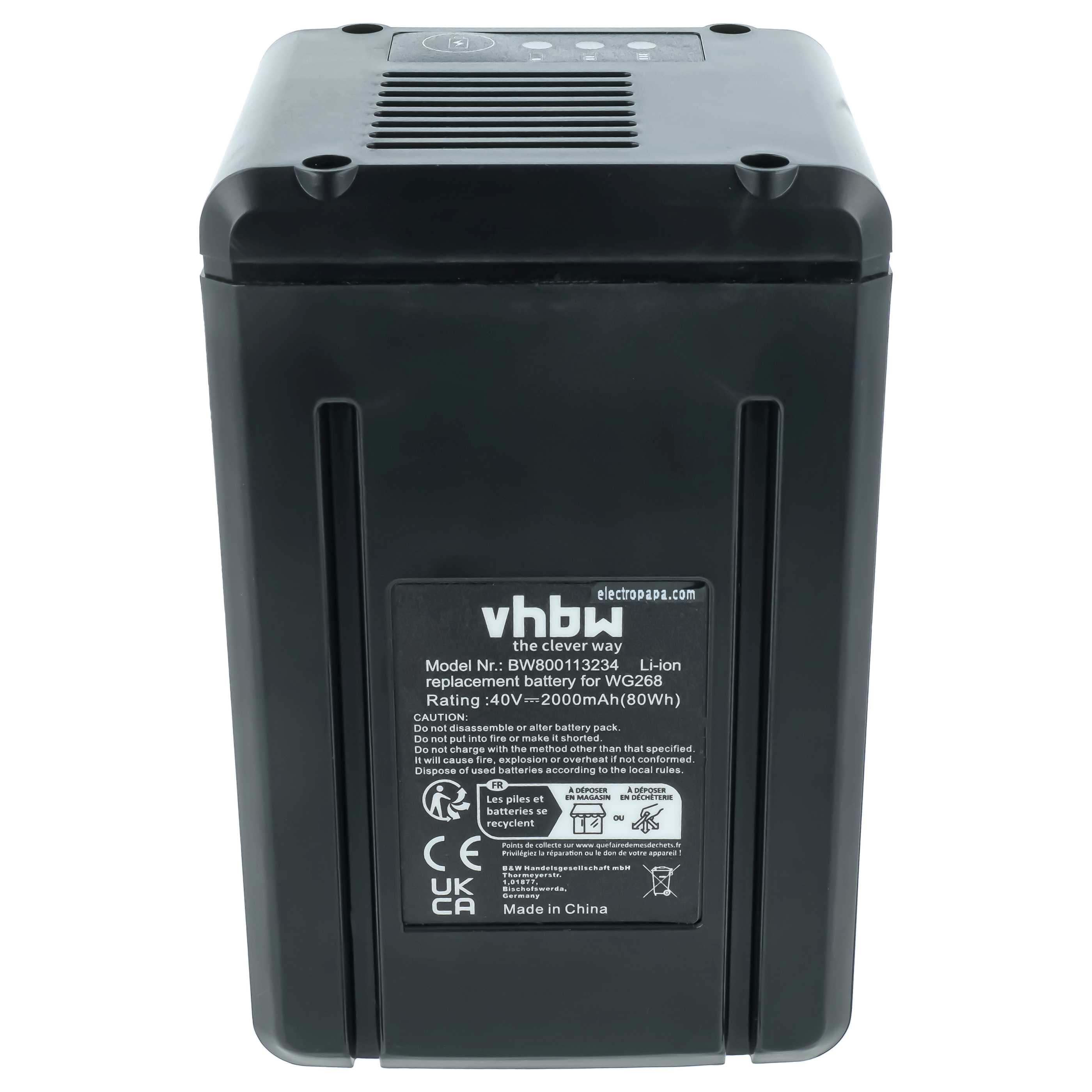 Batteria sostituisce Worx WA3559, WA3555, WA3536, WA3734 per attrezzo - 2Ah 40V Li-Ion