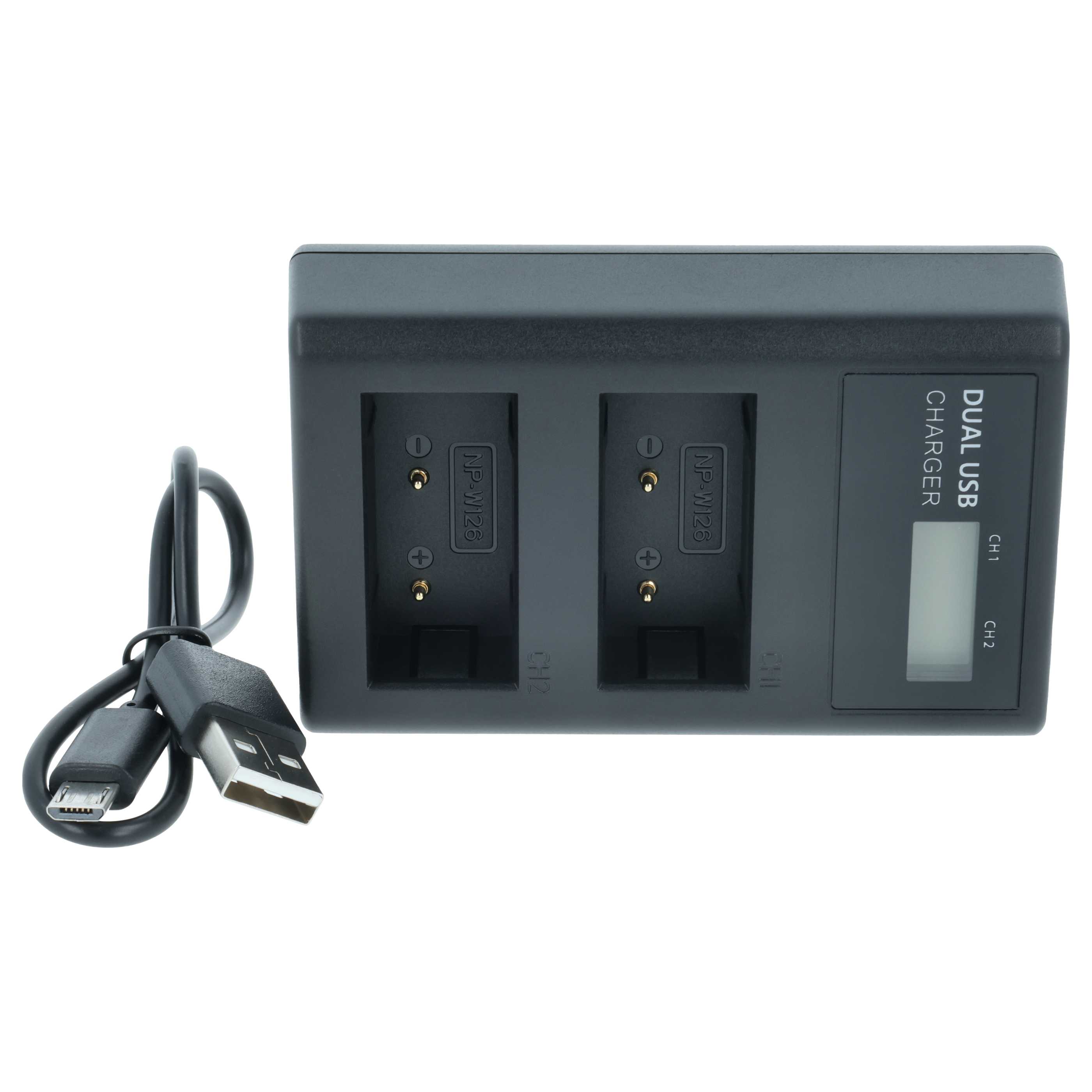 Battery Charger Micro-USB + USB-C + Cable Micro-USB suitable for Fujifilm X-Pro 2 Digital Camera 8.4 V