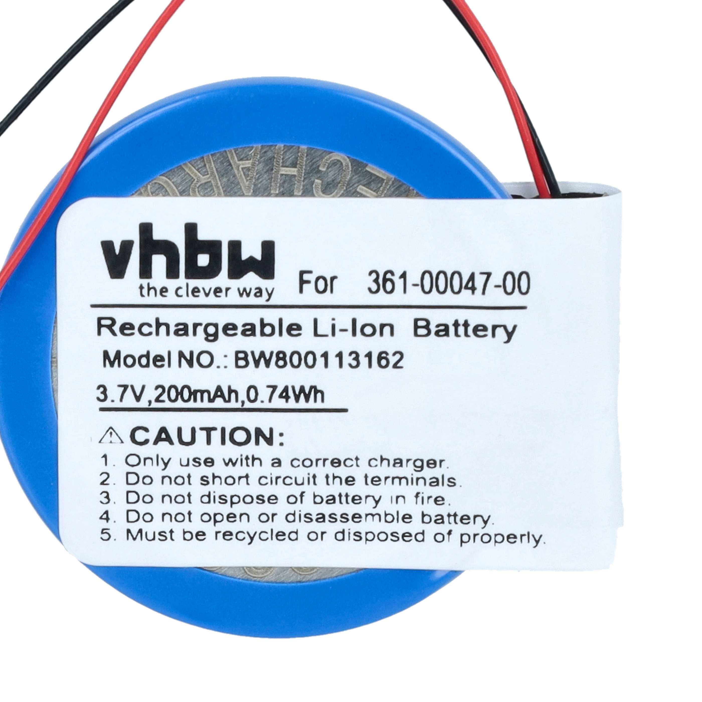 Smartwatch Battery replaces Garmin 361-00047-00, 361-00064-00 - 200 mAh 3.7 V Li-Ion