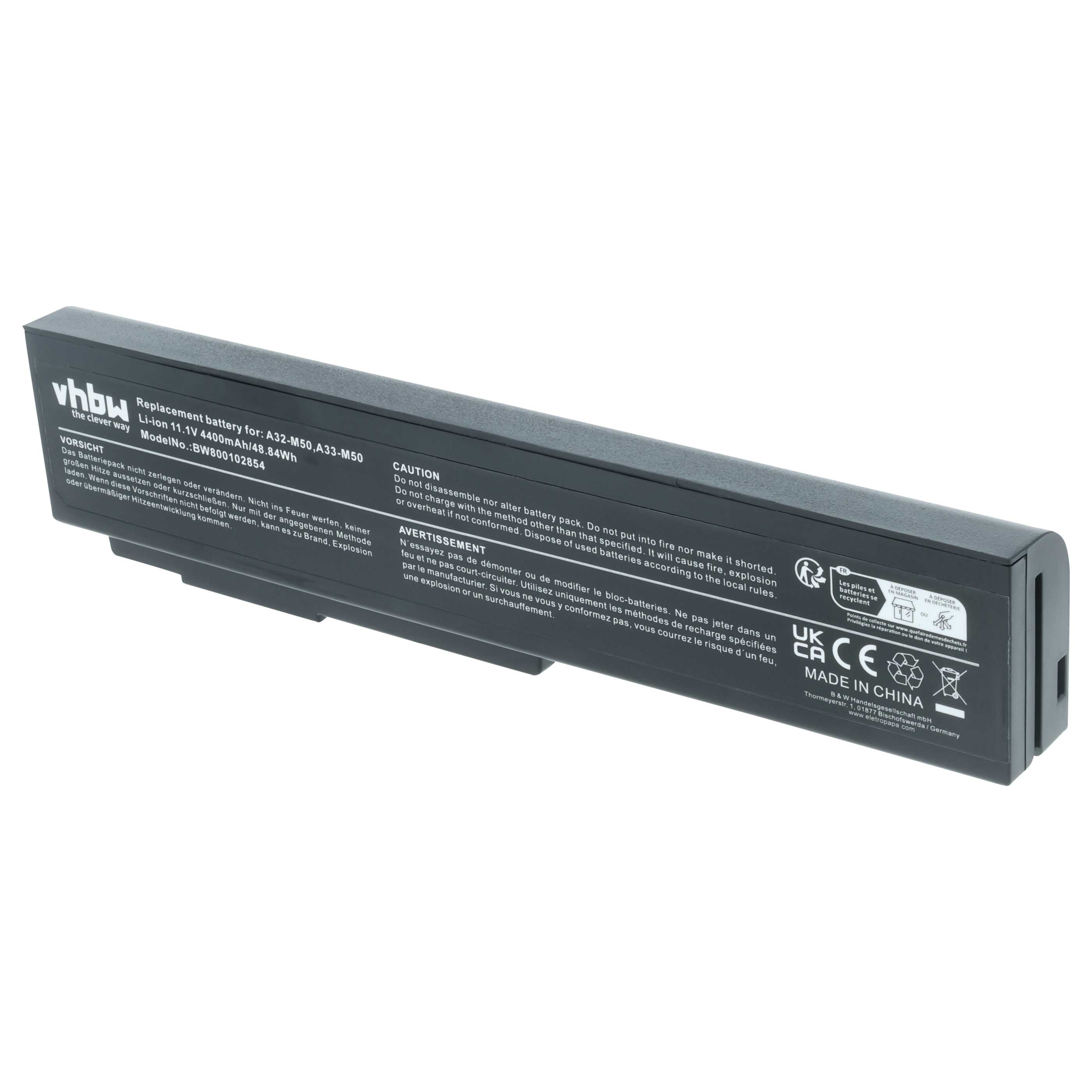 Batteria sostituisce Asus 15G10N373, 15G10N373800, 90-NED1B2100Y per notebook - 4400mAh 11,1V Li-Ion nero