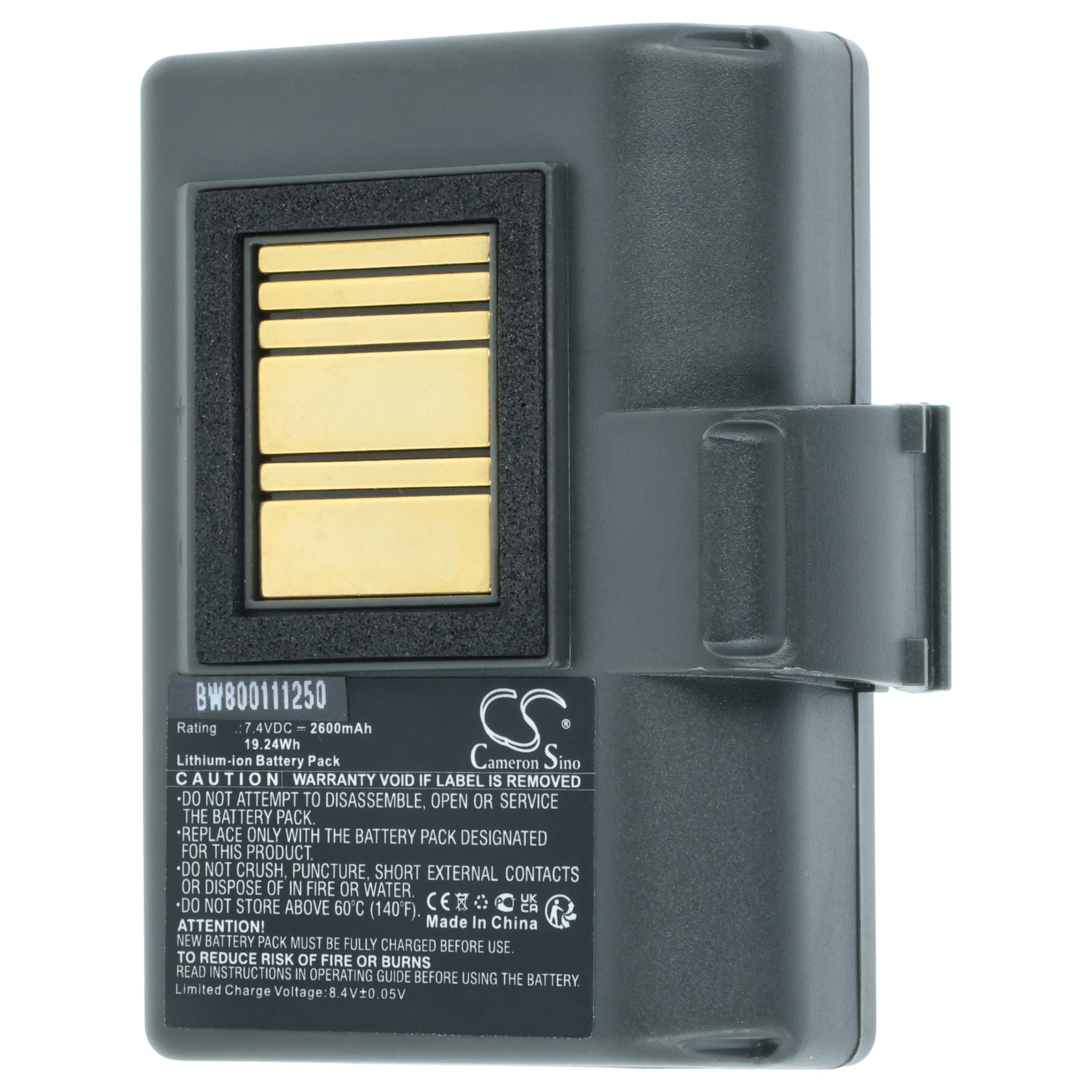 Batteria sostituisce Zebra AT16004, BTRY-MPP-34MA1-01, BTRY-MPP-34MAHC1-01 per stampante - 2600mAh 7,4V Li-Ion