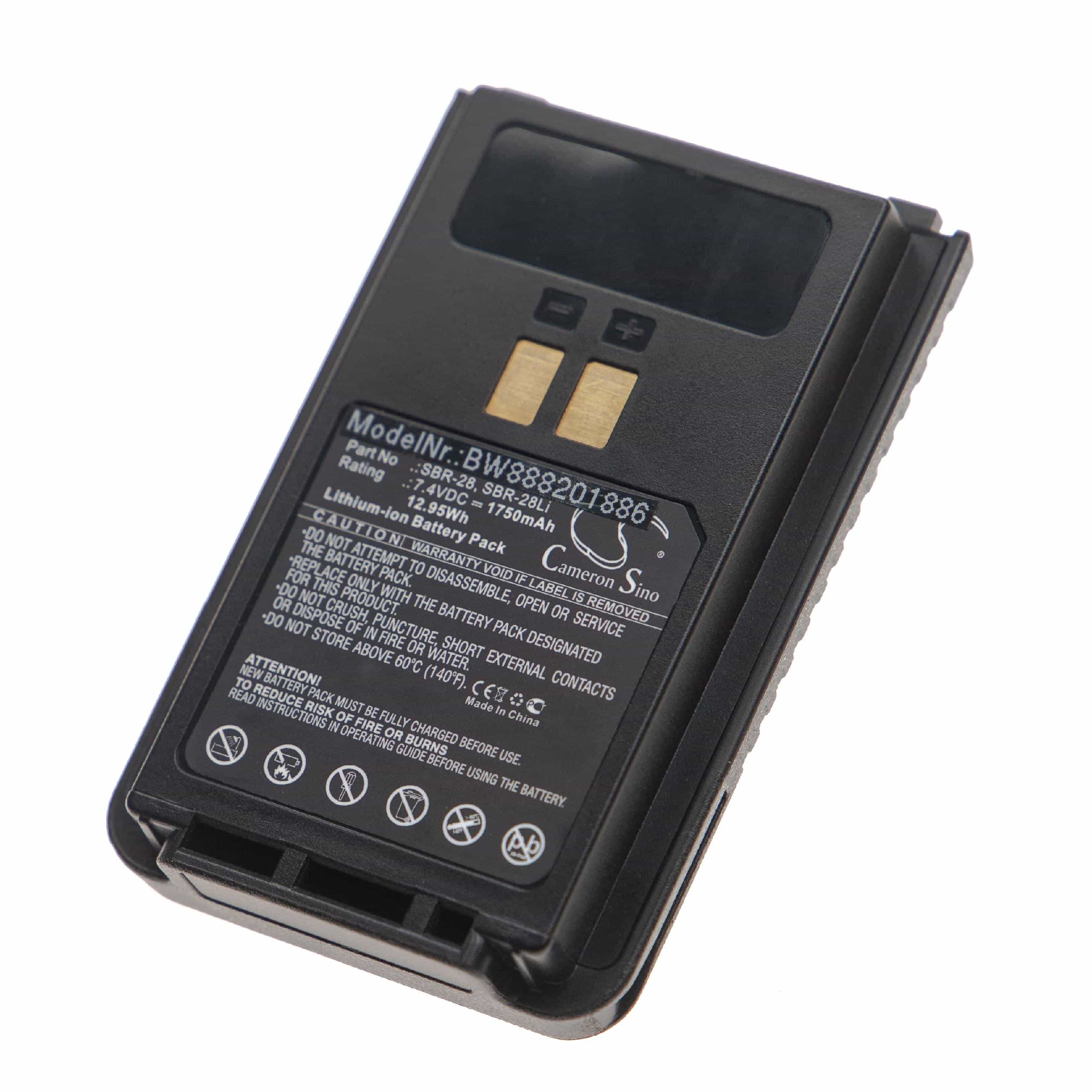 Batterie remplace Yaesu SBR-26LI, SBR-25LI pour radio talkie-walkie - 1750mAh 7,4V Li-ion