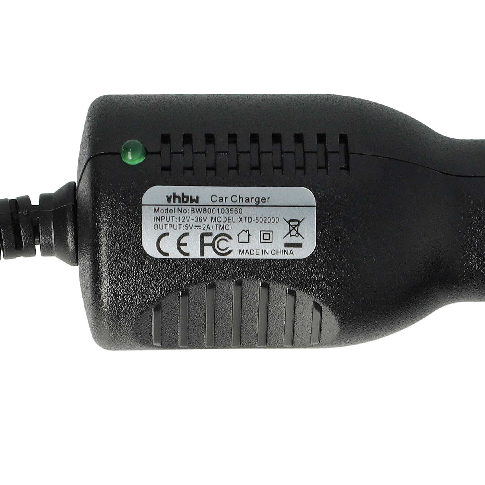 Mini-USB Car Charger Cable 2.0 A suitable forDevices like GPS, Sat Navs + Integrated TMC Antenna