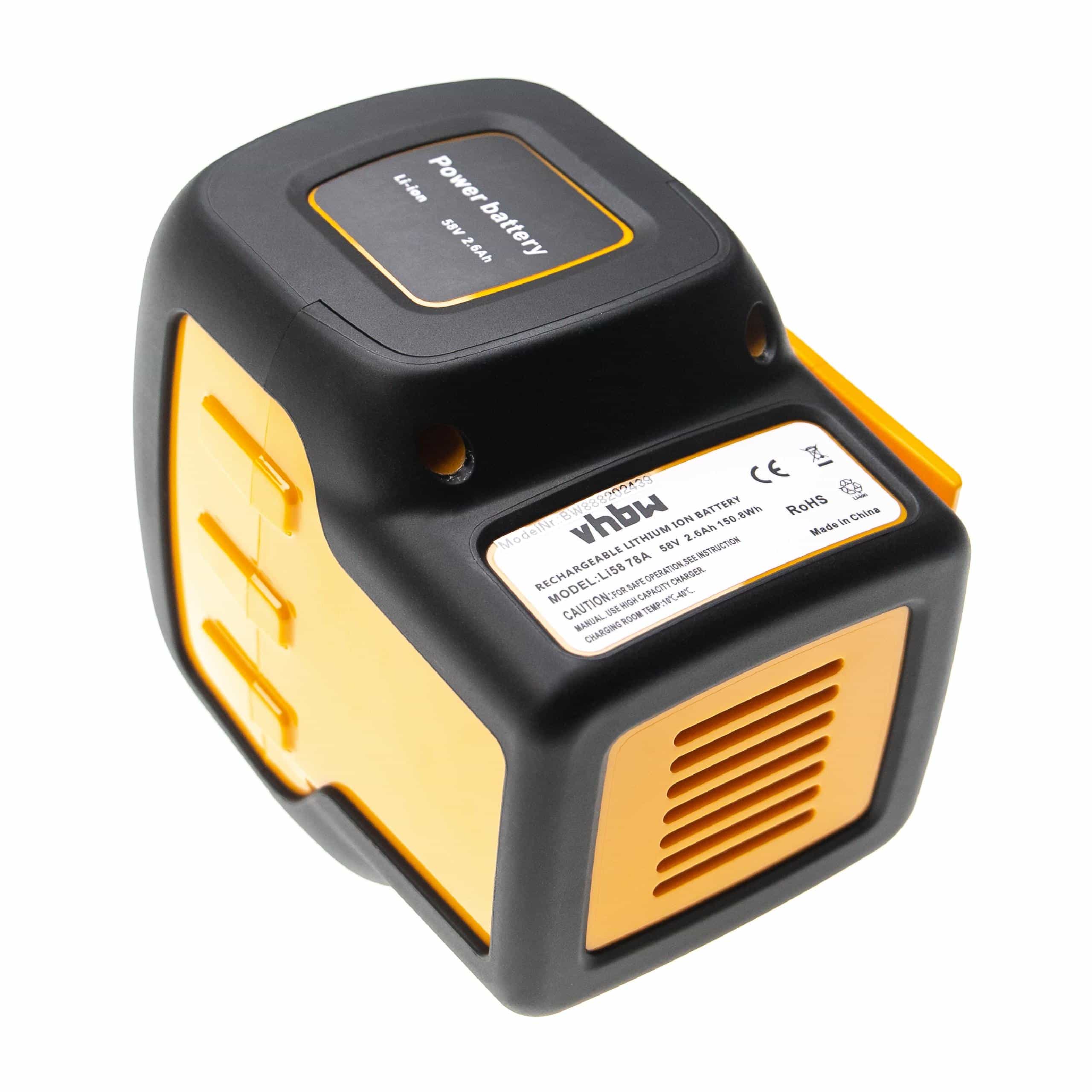 Electric Power Tool Battery Replaces McCulloch 59-09.238.03, 582611701, 590810201 - 2600 mAh, 58 V, Li-Ion